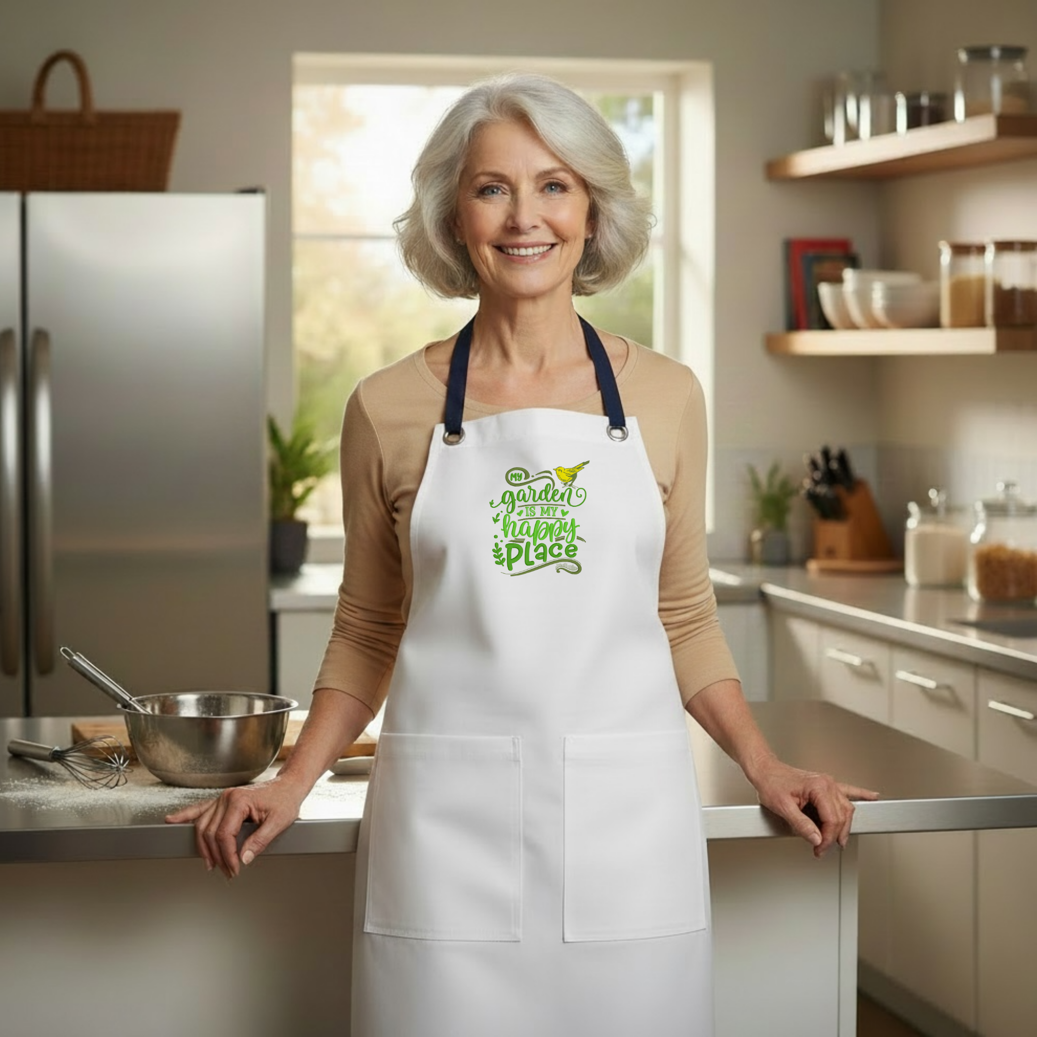 Embroidered Apron - Garden Happy Place
