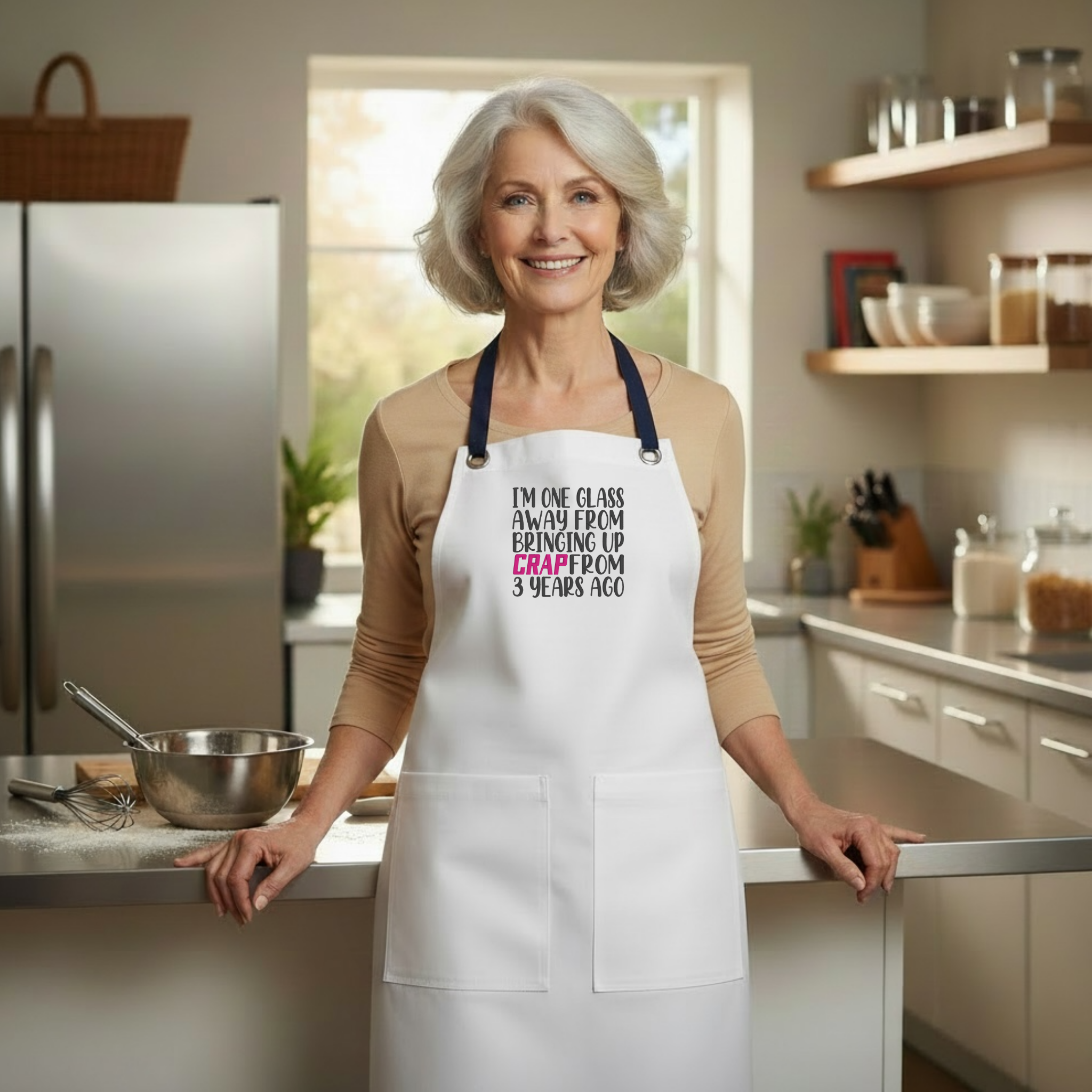 Embroidered Apron - One Glass Away