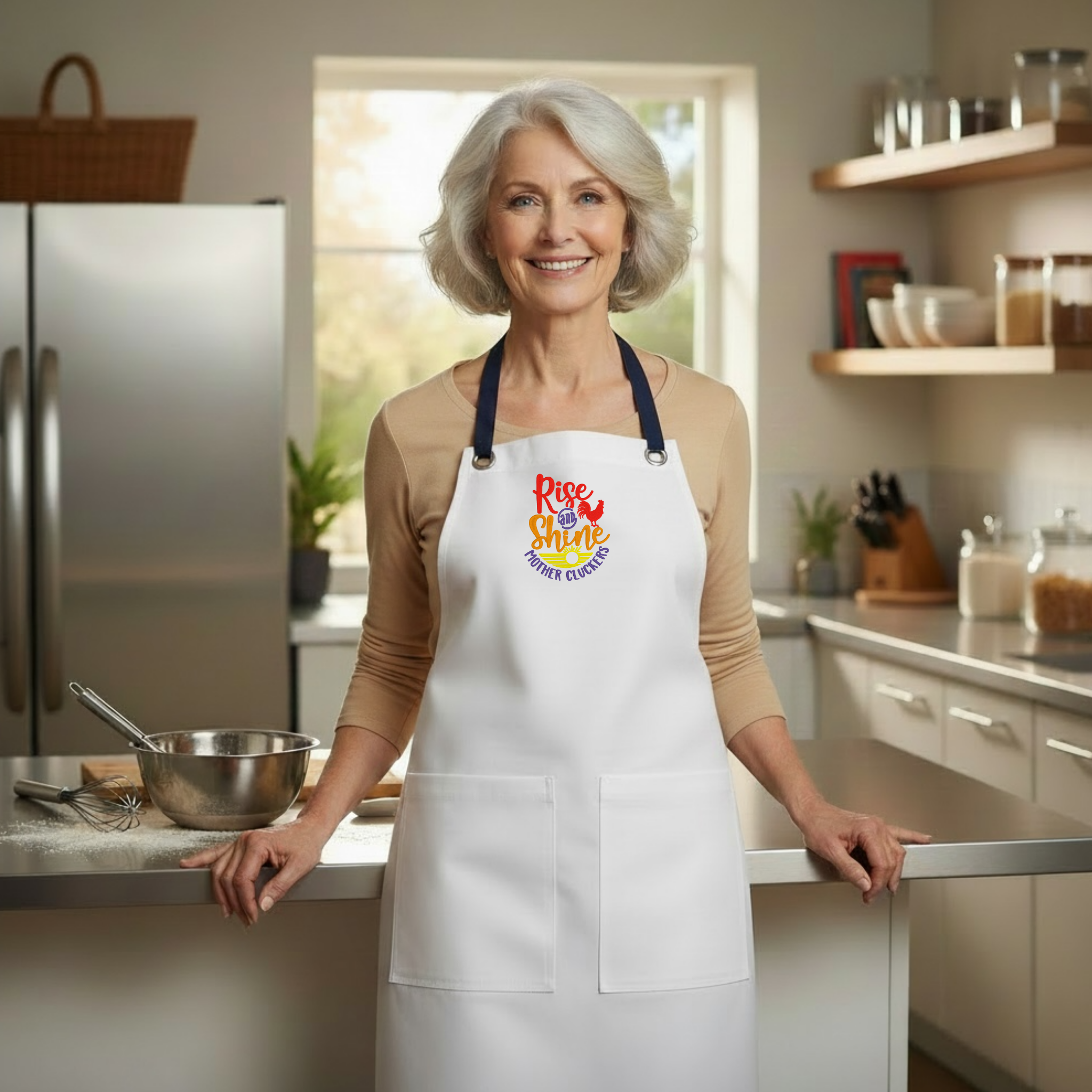 Embroidered Apron - Rise And Shine Mother Cluckers