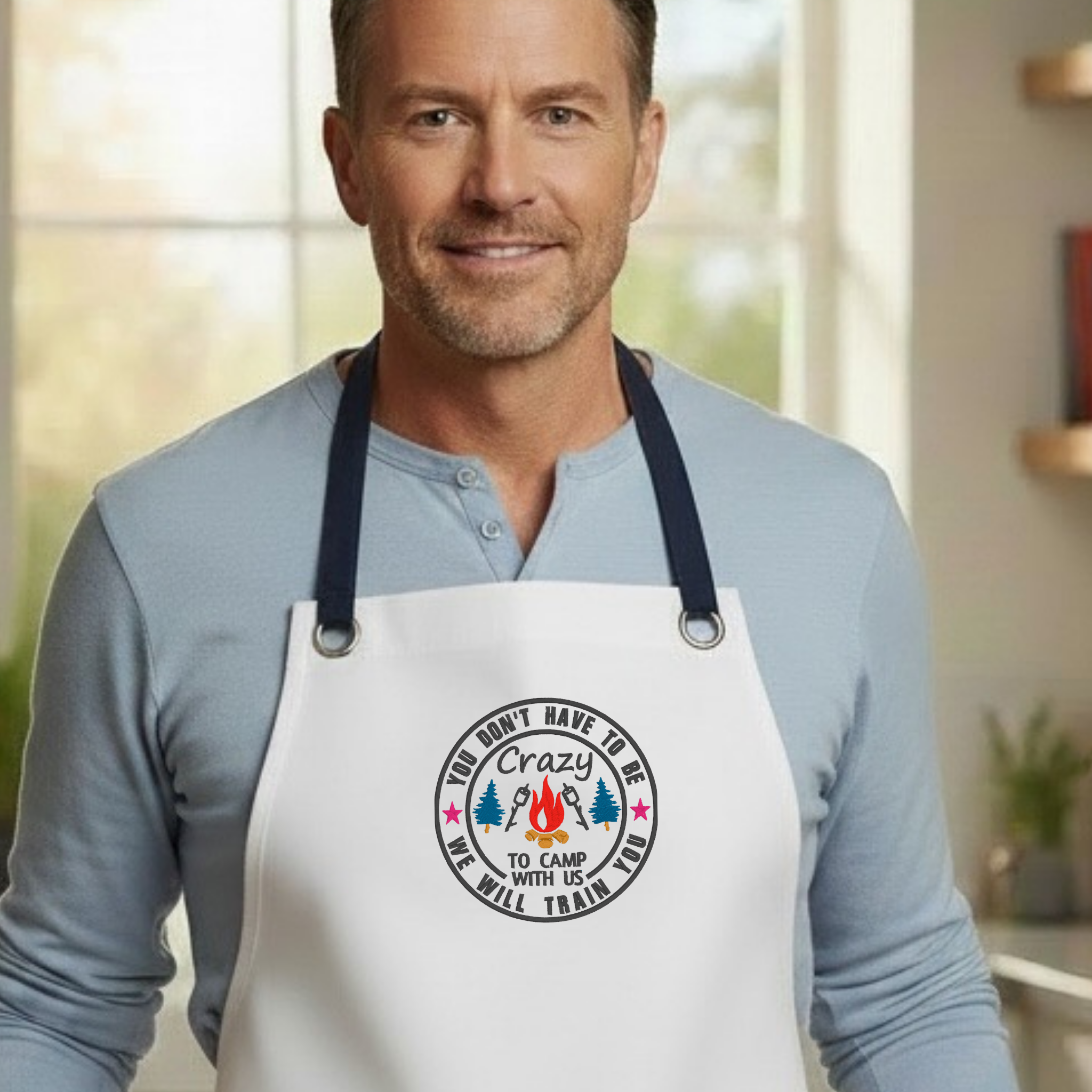 Embroidered Apron - Crazy To Camp With Us