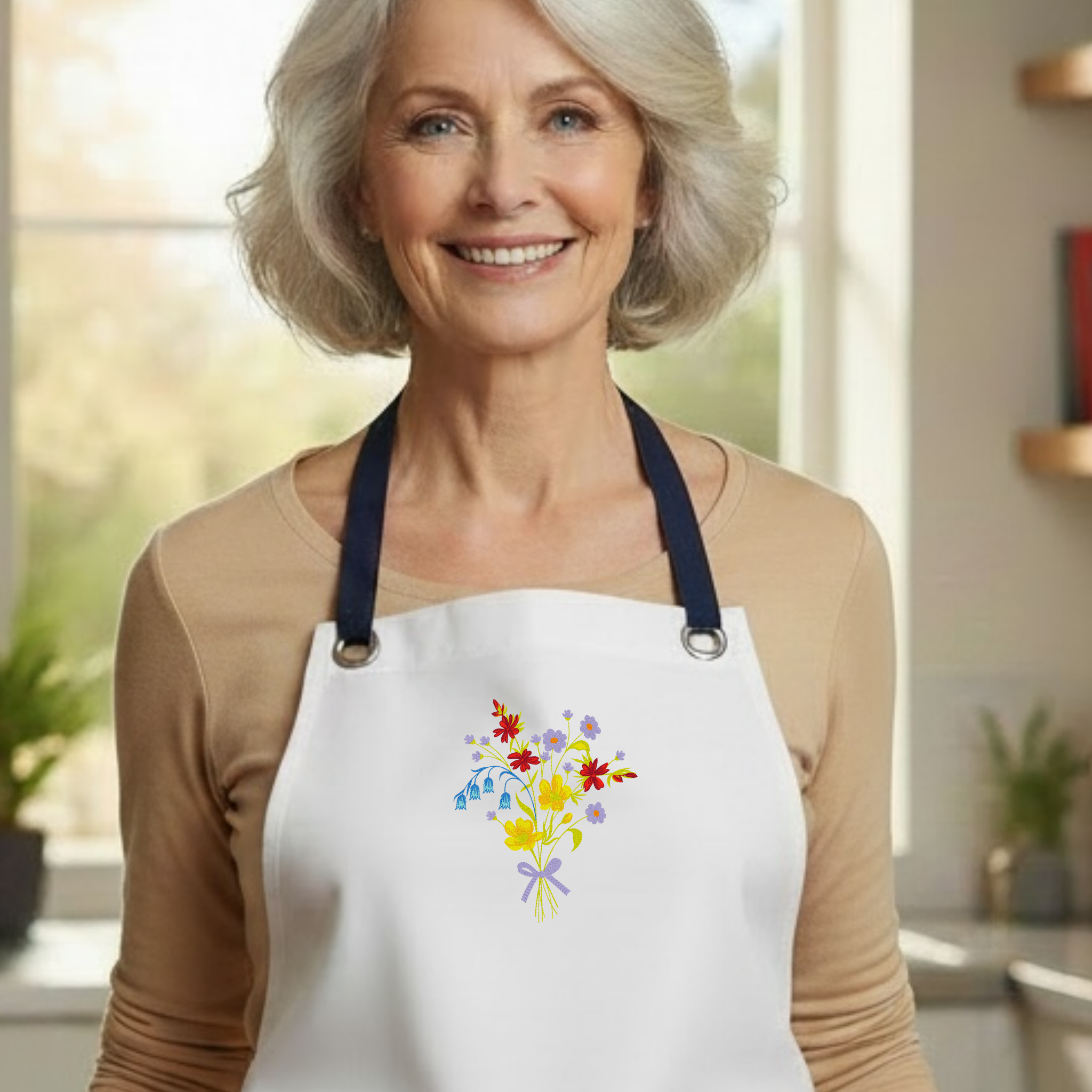 Embroidered Apron - Wildflower Bouquet