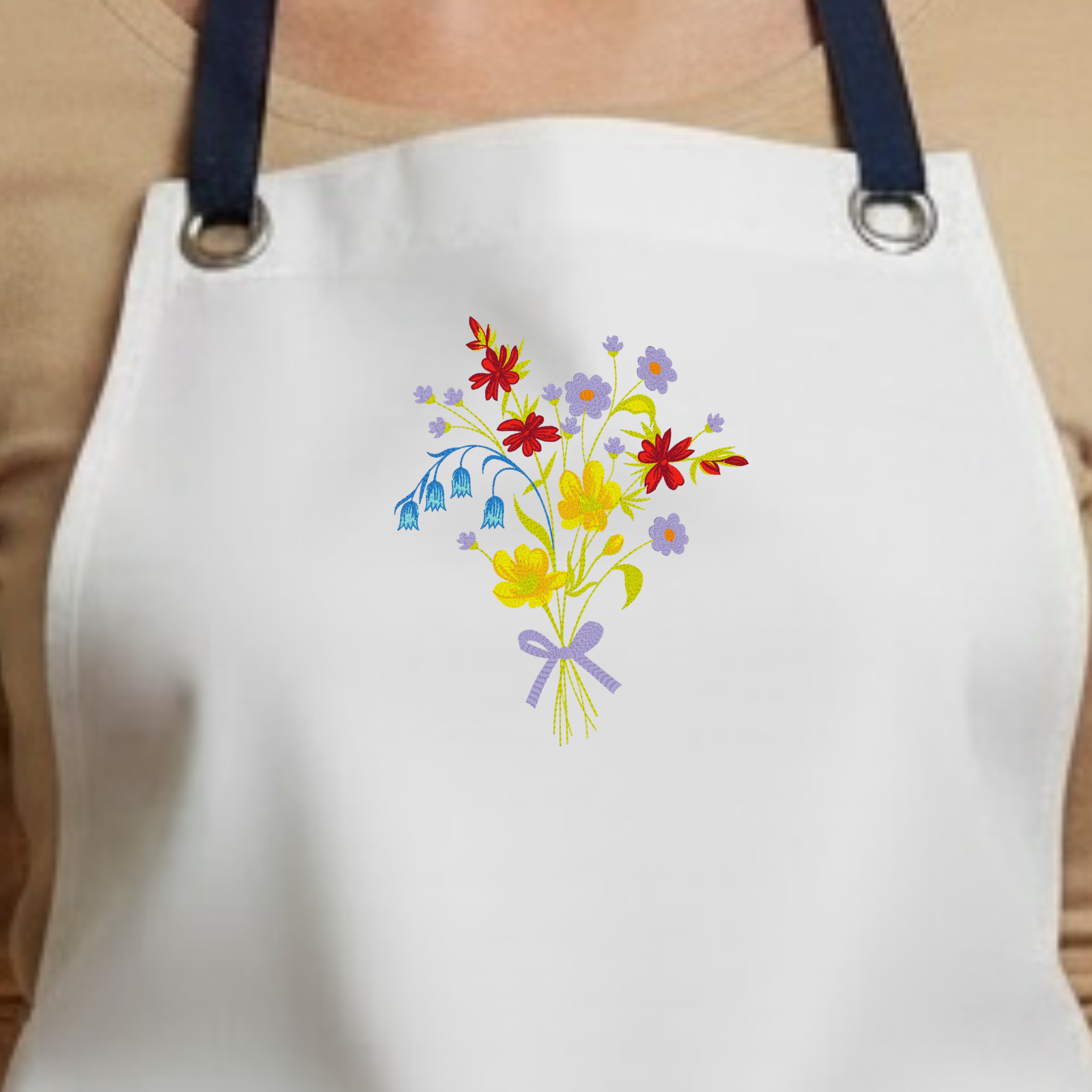 Embroidered Apron - Wildflower Bouquet