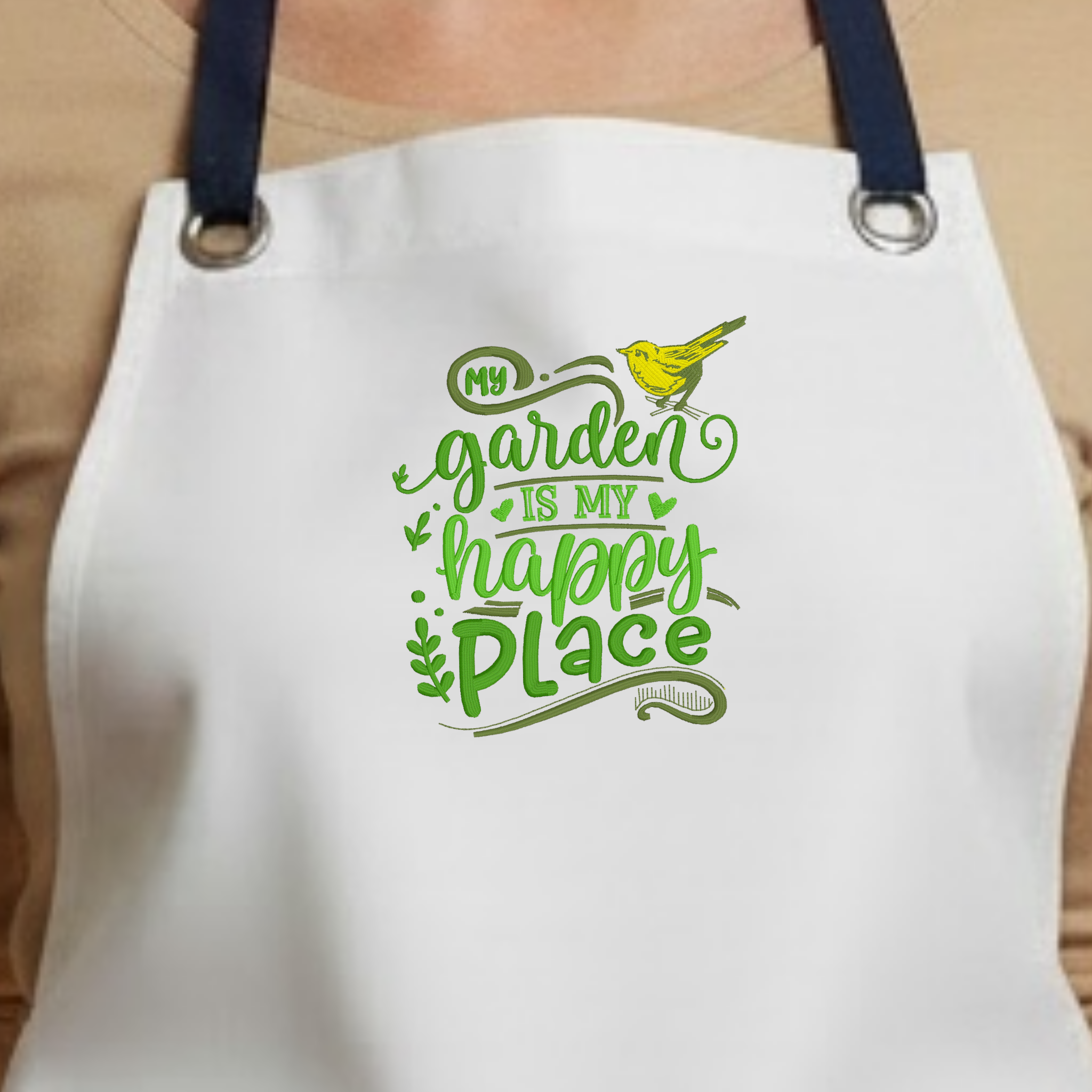 Embroidered Apron - Garden Happy Place