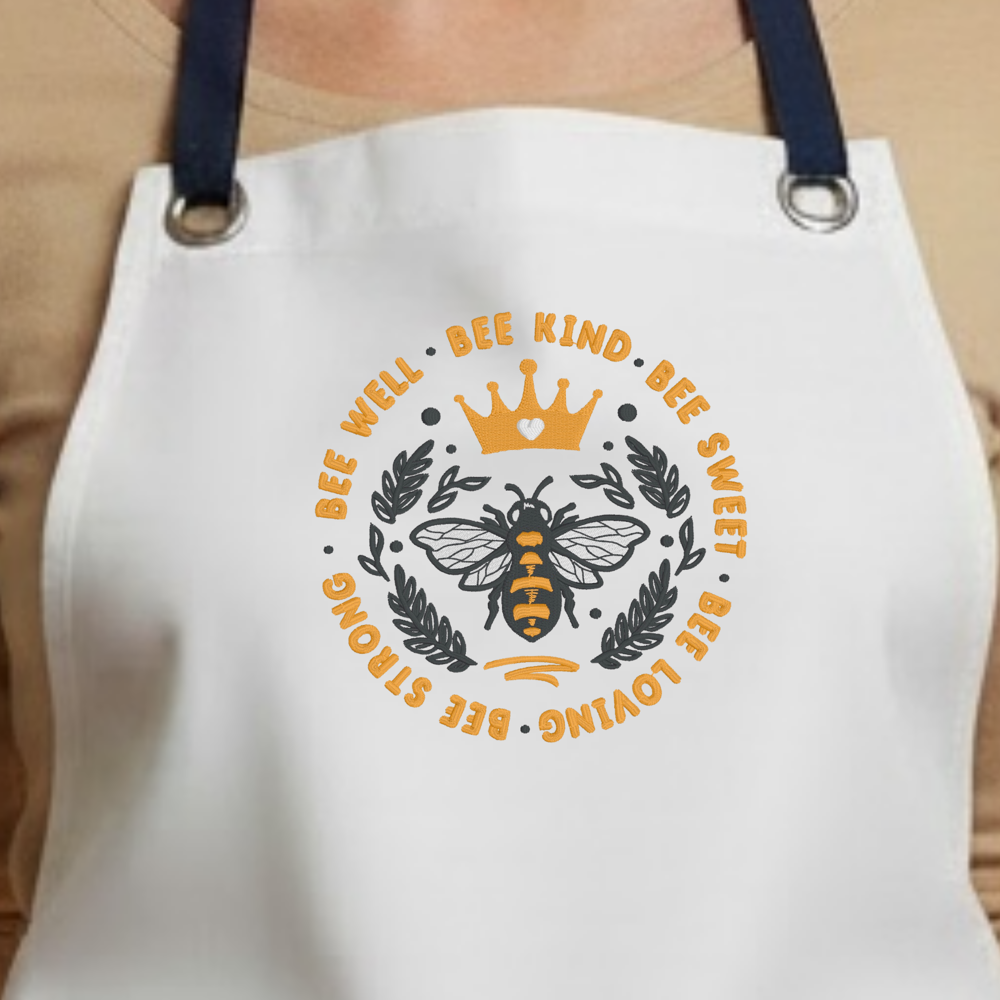 Embroidered Apron - Bee Kind Circle