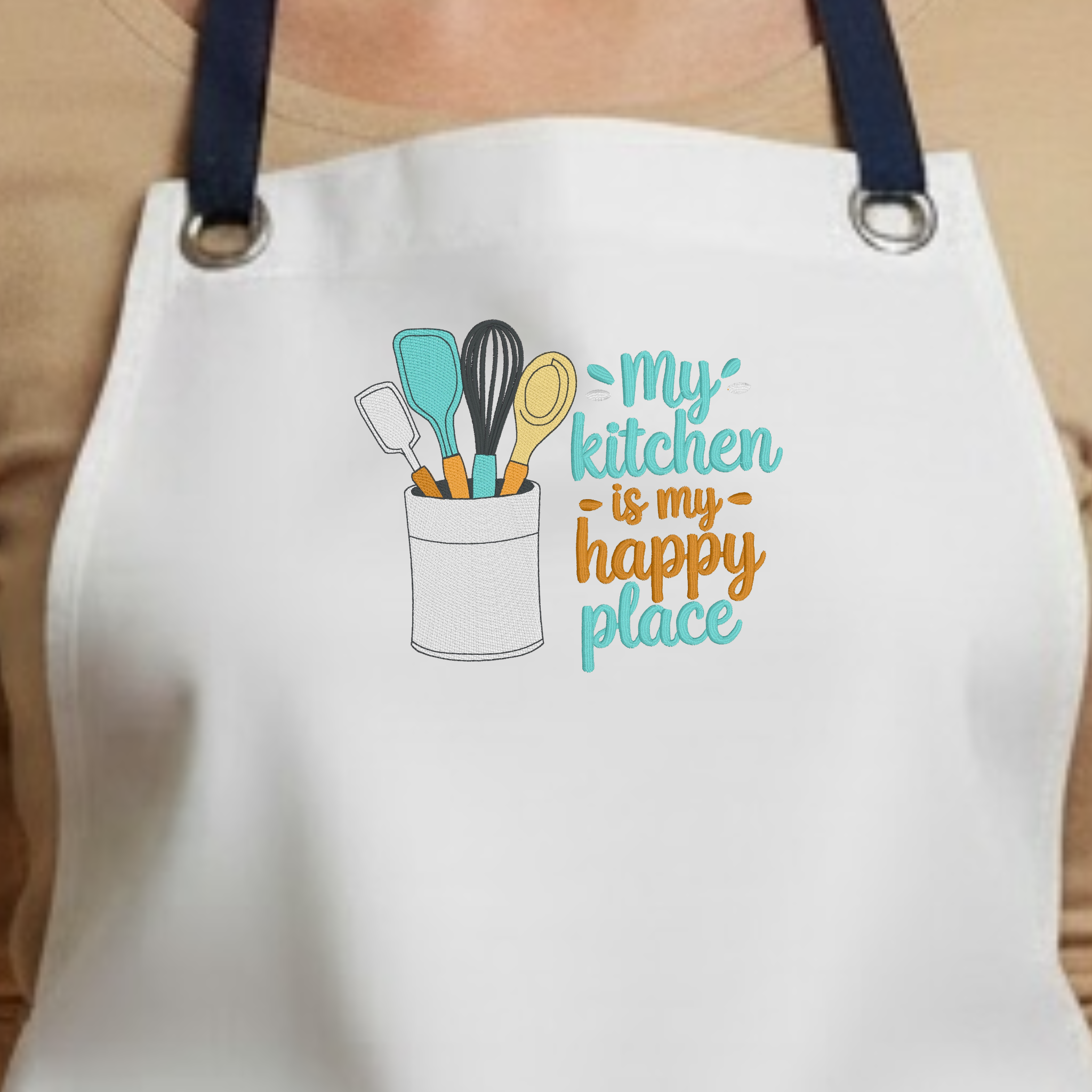 Embroidered Apron - Kitchen Happy Place