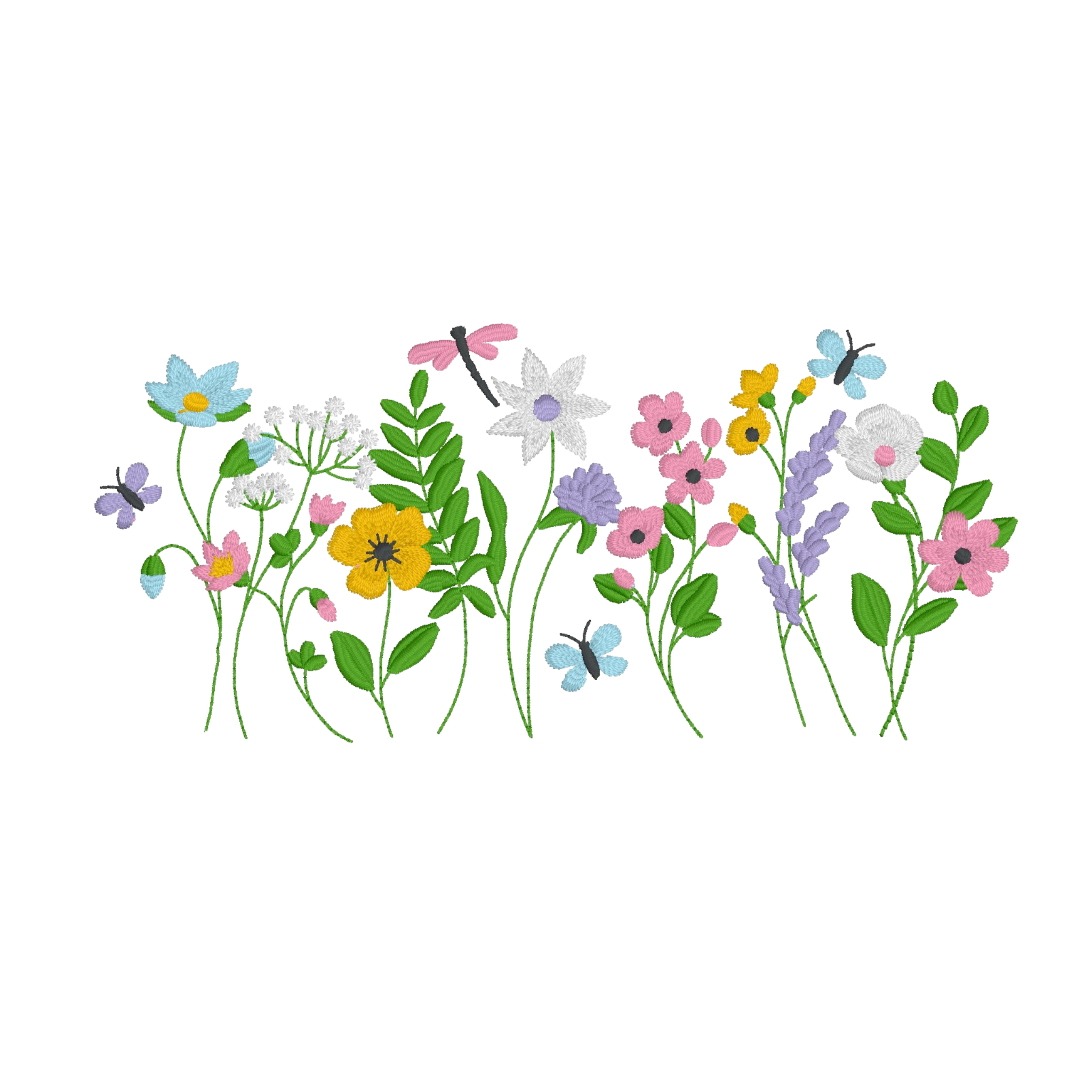 Embroidered Apron - Flowers, Dragonflies, Butterflies