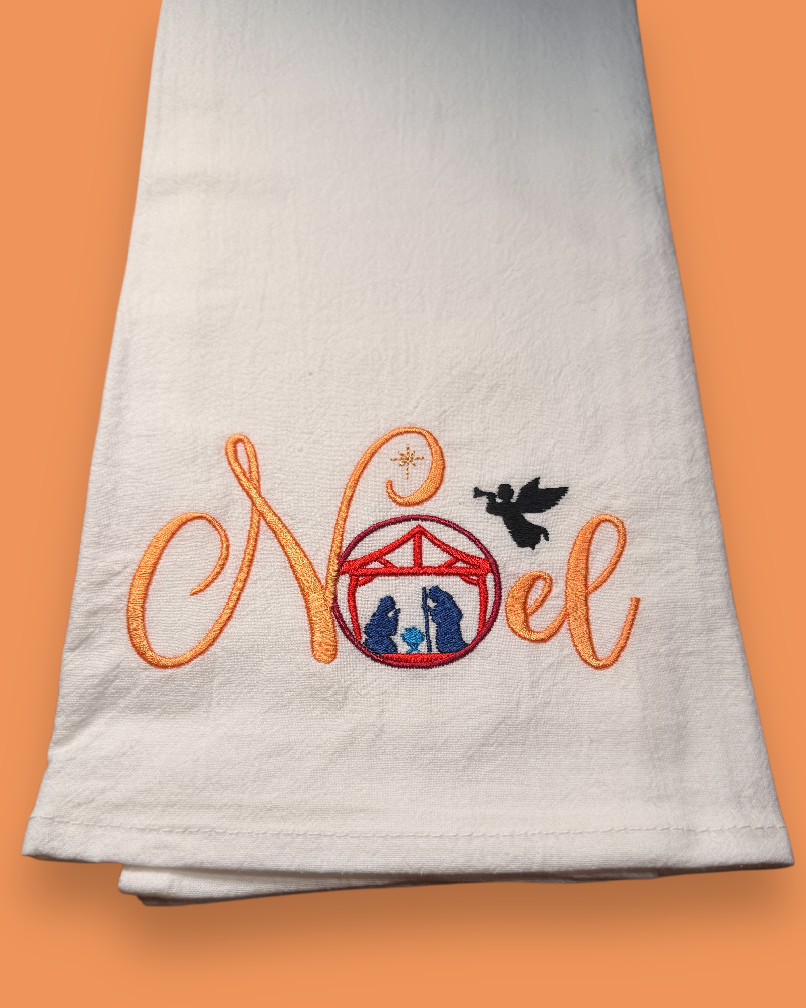 Embroidered Tea Towel - Noel Nativity