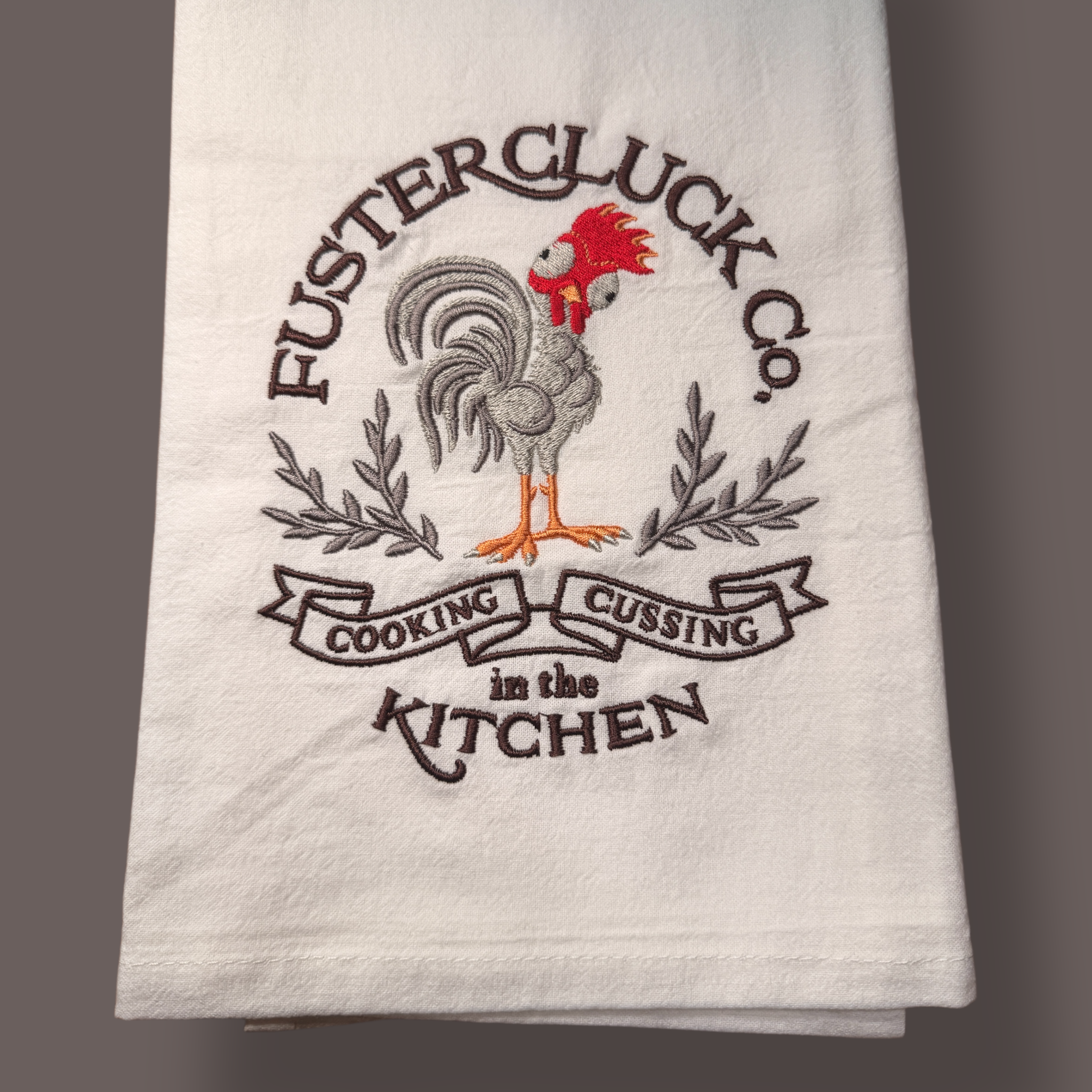 Embroidered Tea Towel - Fustercluck Company