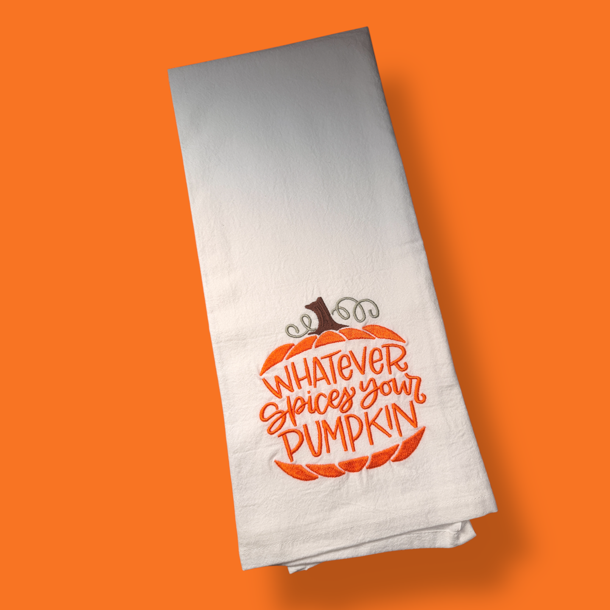 Embroidered Tea Towel - Whatever Spices Your Pumpkin