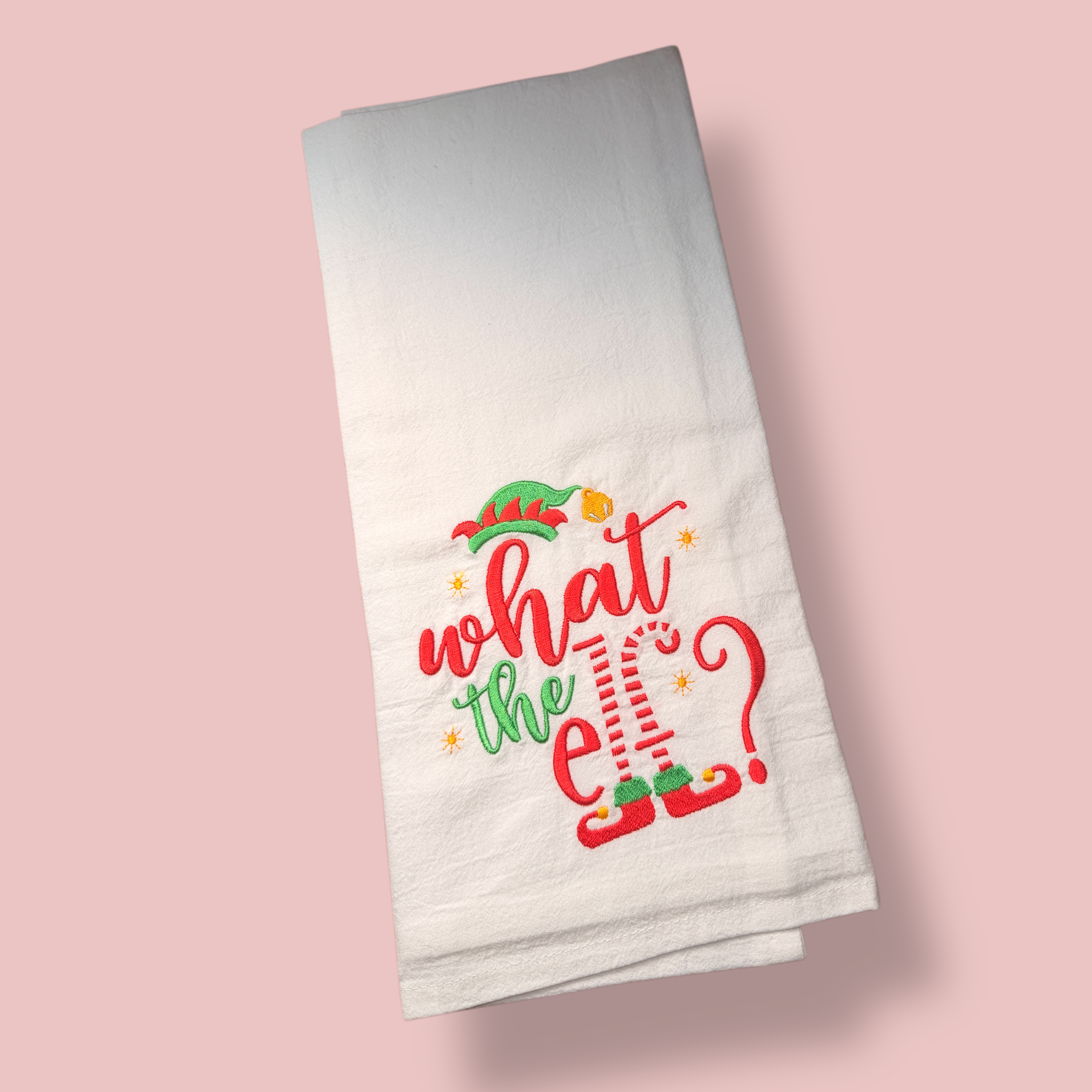 Embroidered Tea Towel - What The Elf