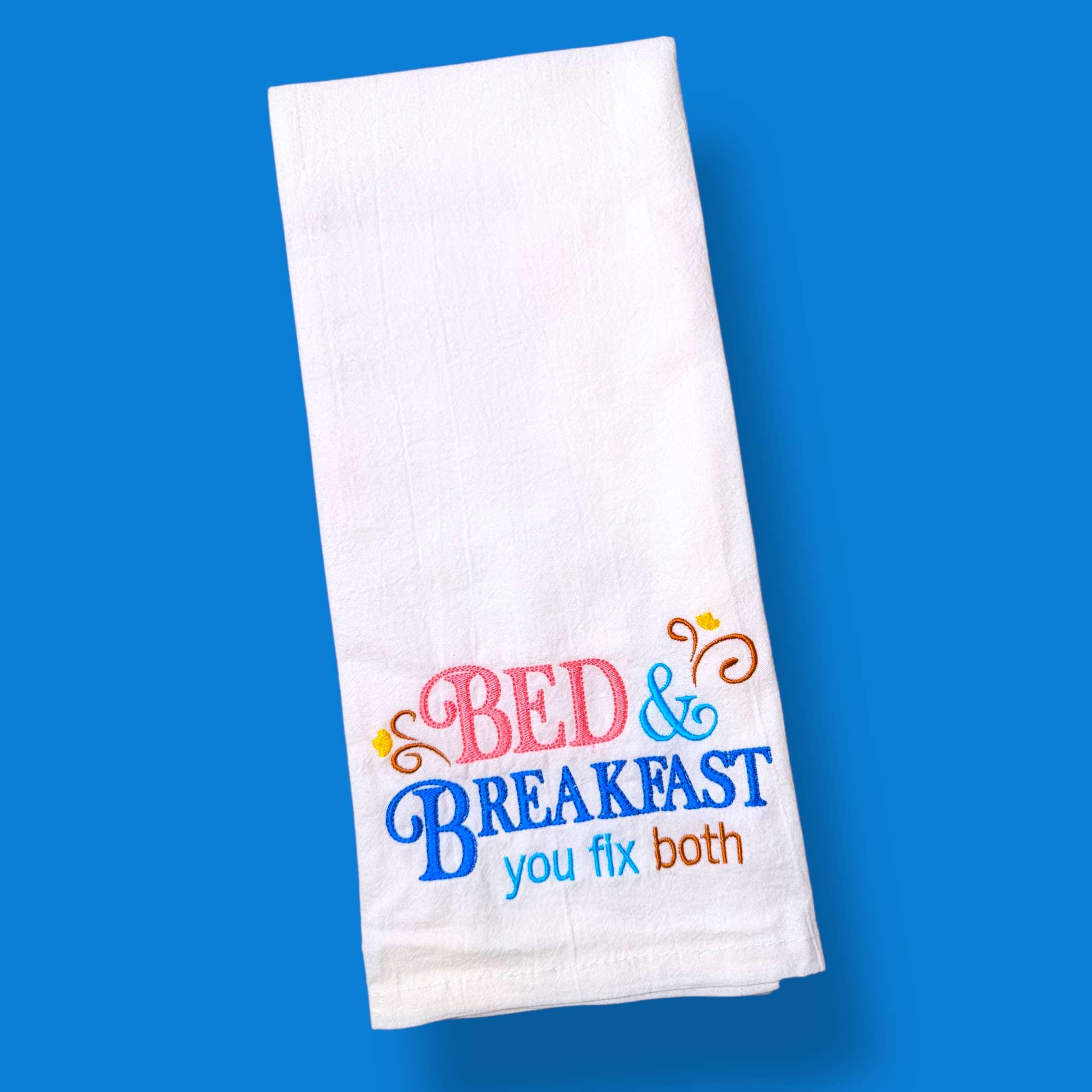 Embroidered Tea Towel - Bed And Breakfast