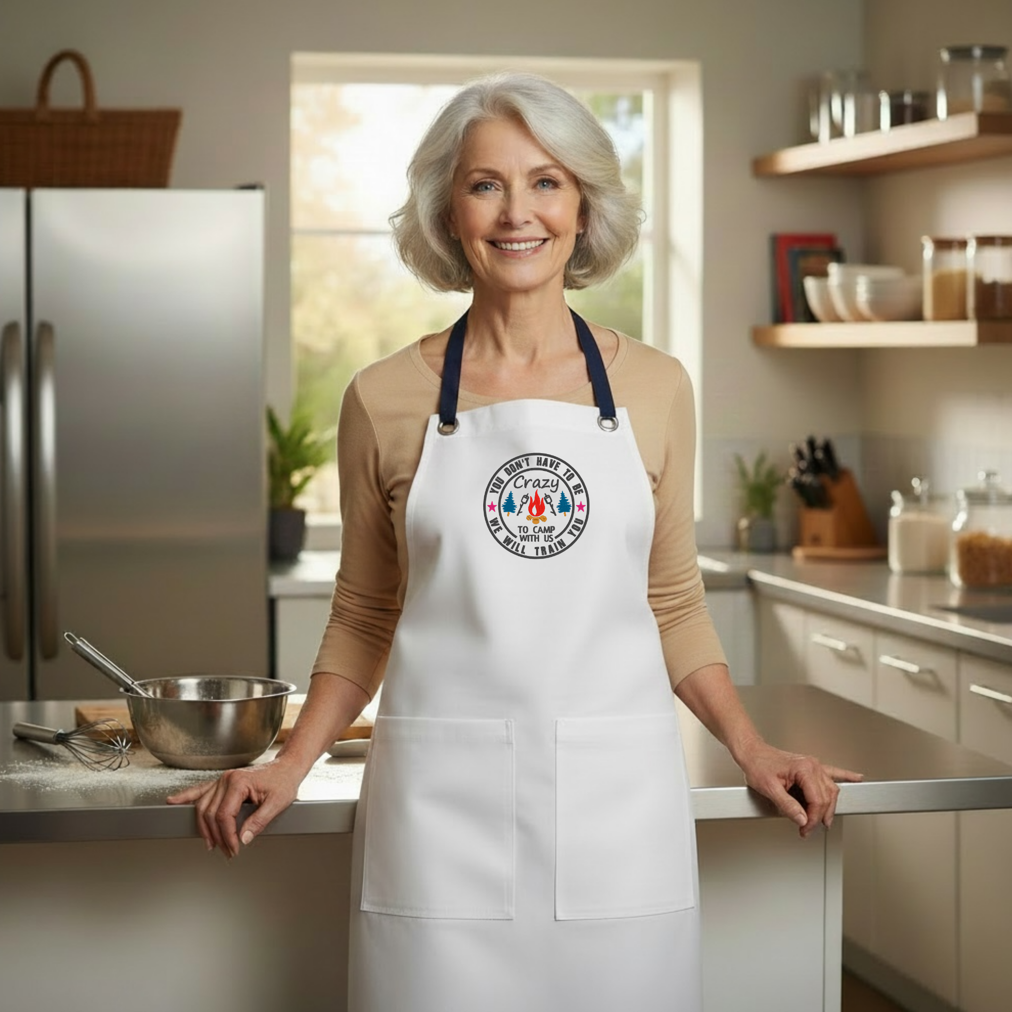 Embroidered Apron - Crazy To Camp With Us