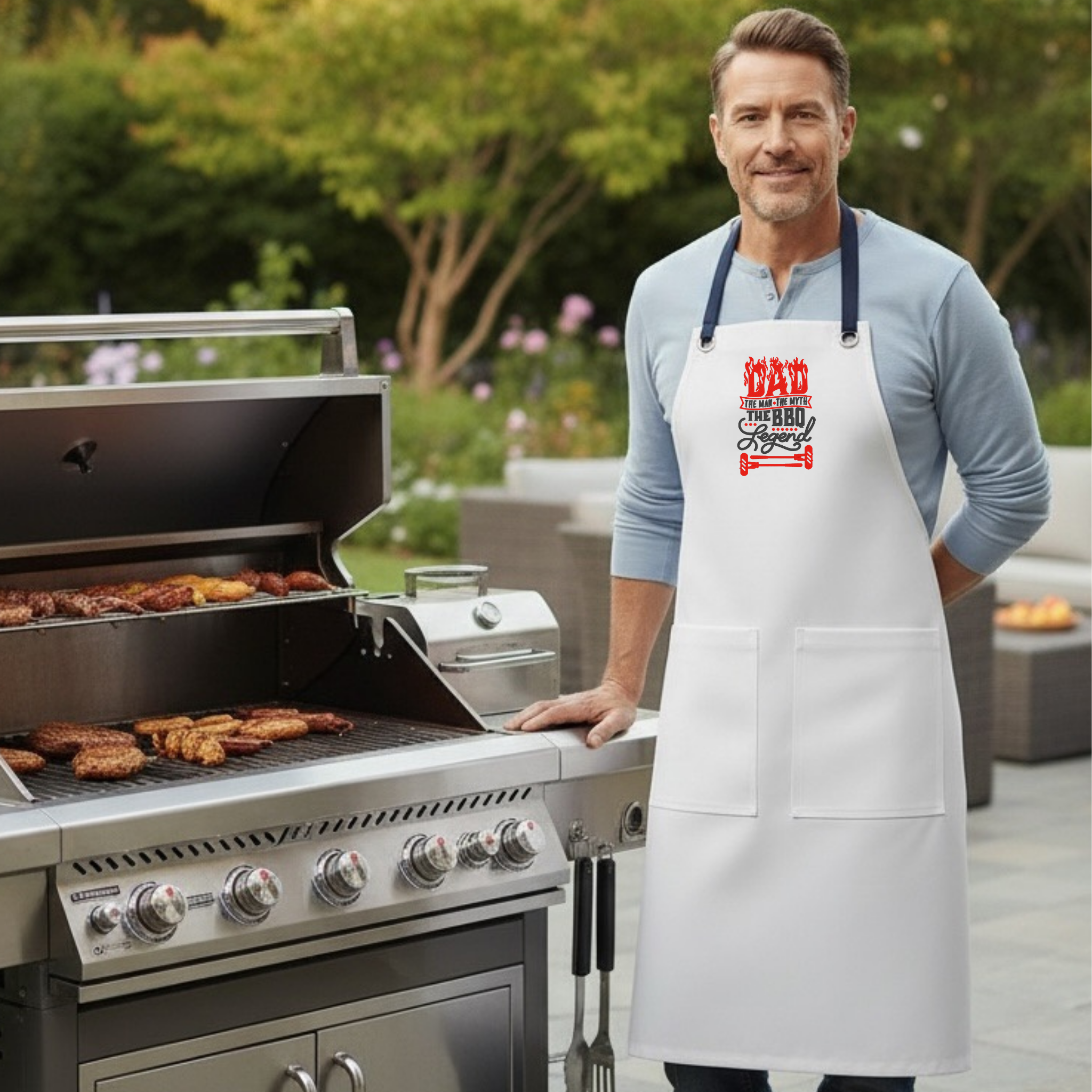 Embroidered Apron - Dad The BBQ Legend