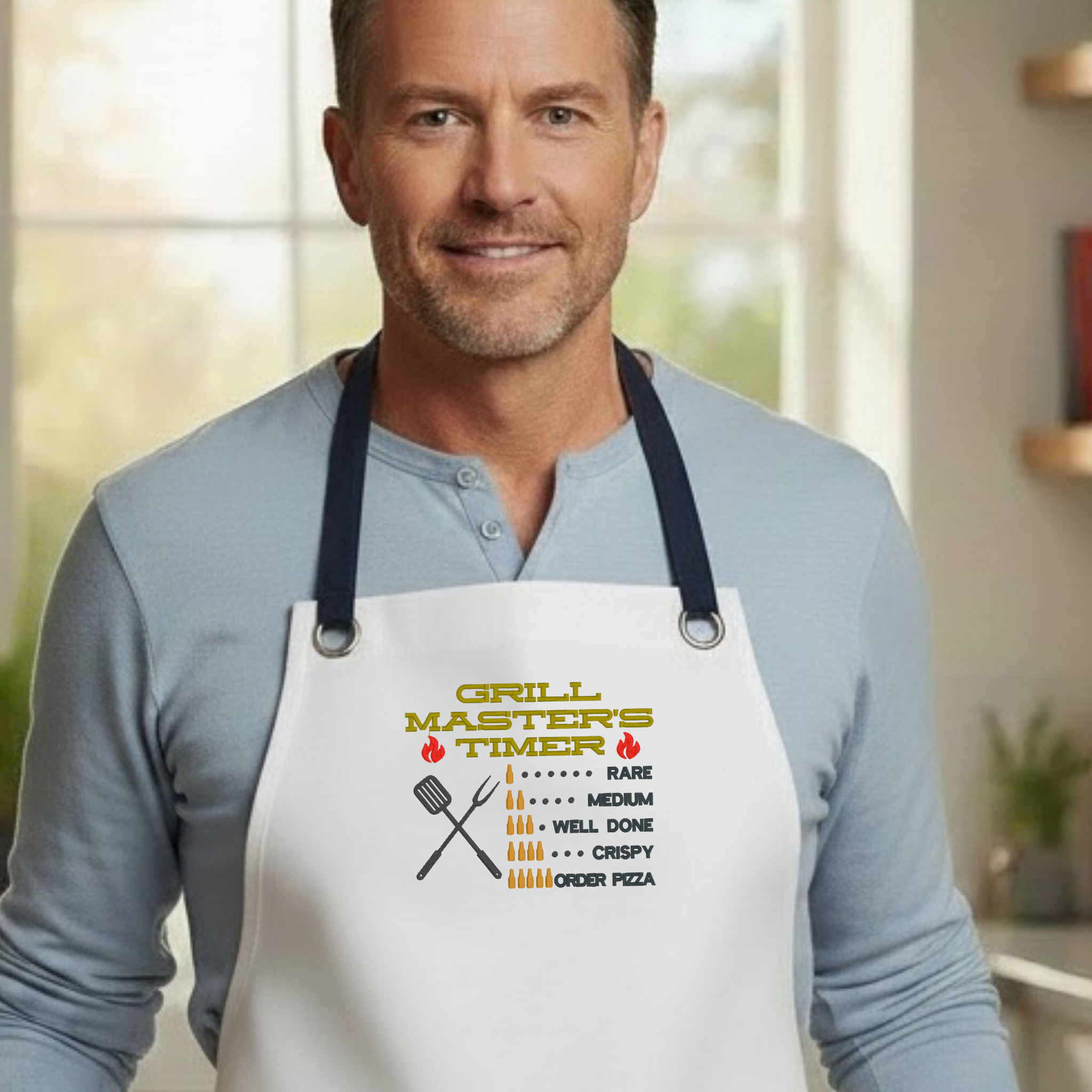 Embroidered Apron - Grill Master's Timer