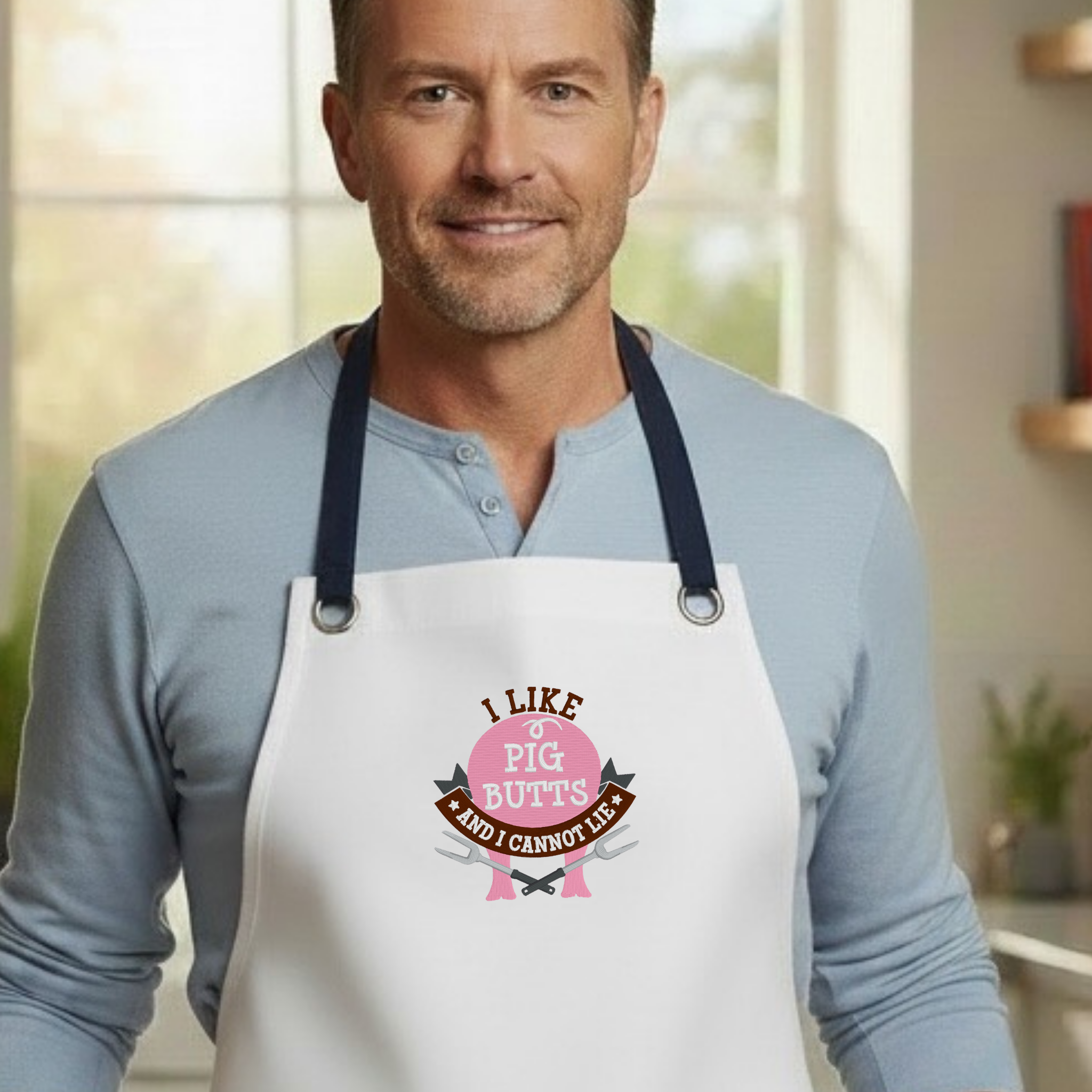 Embroidered Apron - I Like Pig Butts