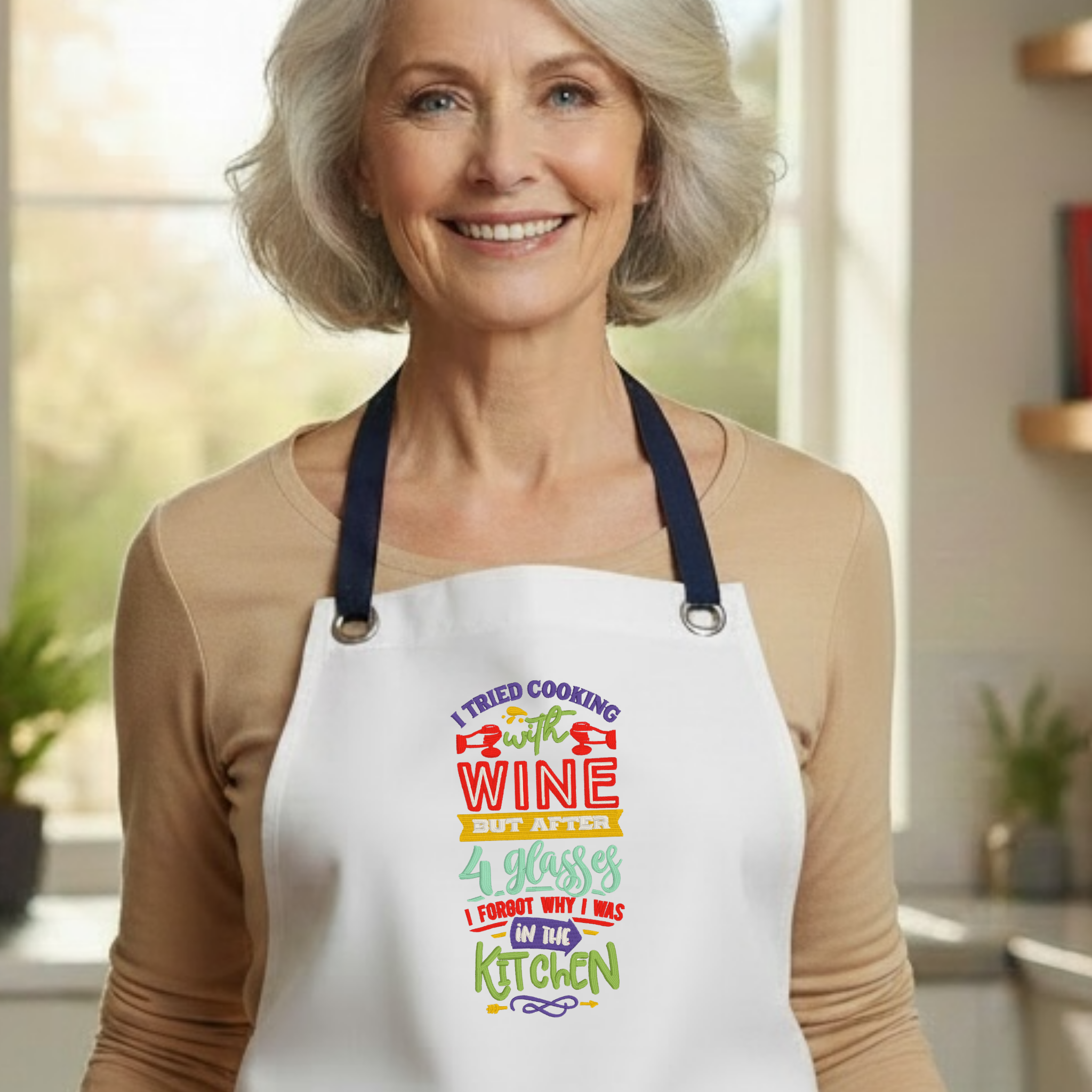 Embroidered Apron - I Tried Cooking With Wine