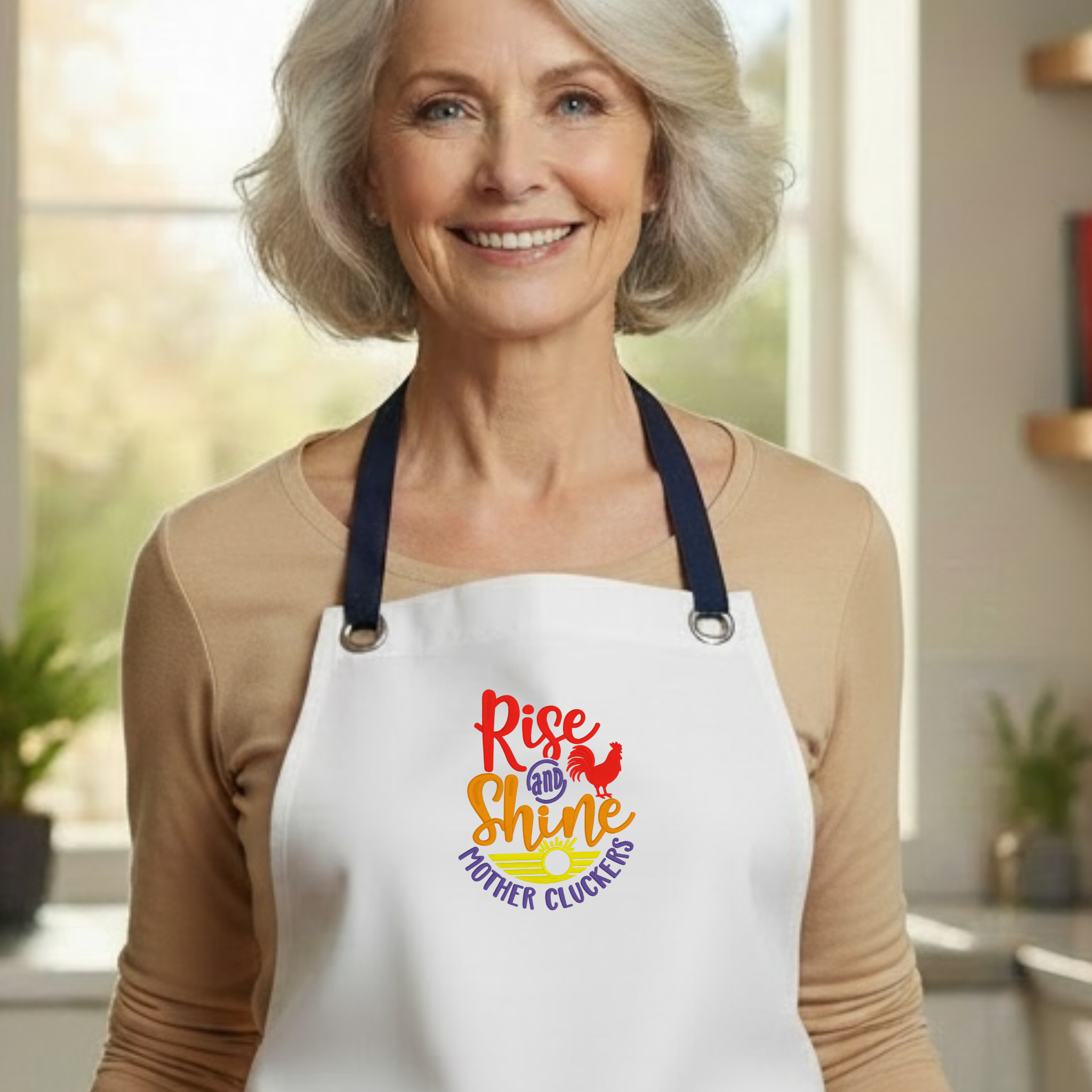 Embroidered Apron - Rise And Shine Mother Cluckers