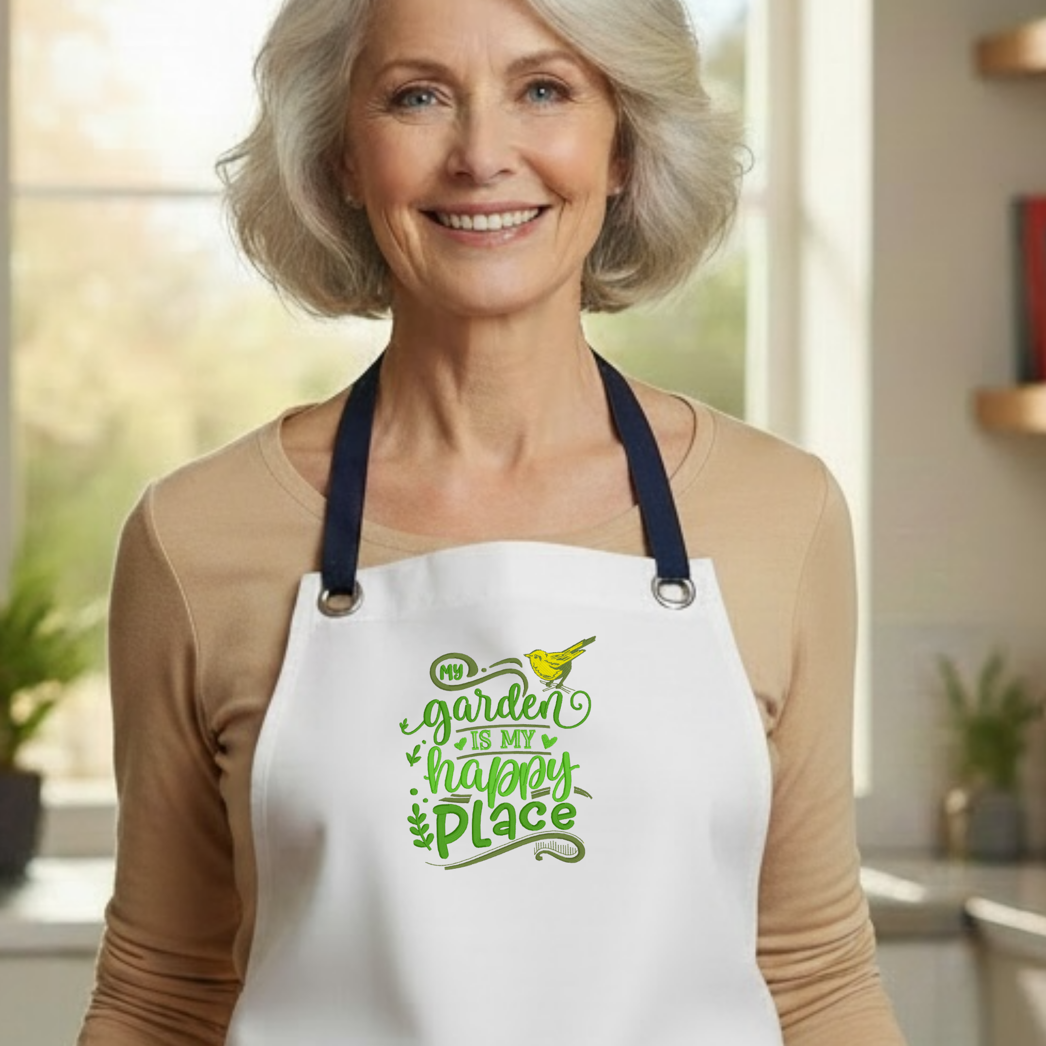 Embroidered Apron - Garden Happy Place