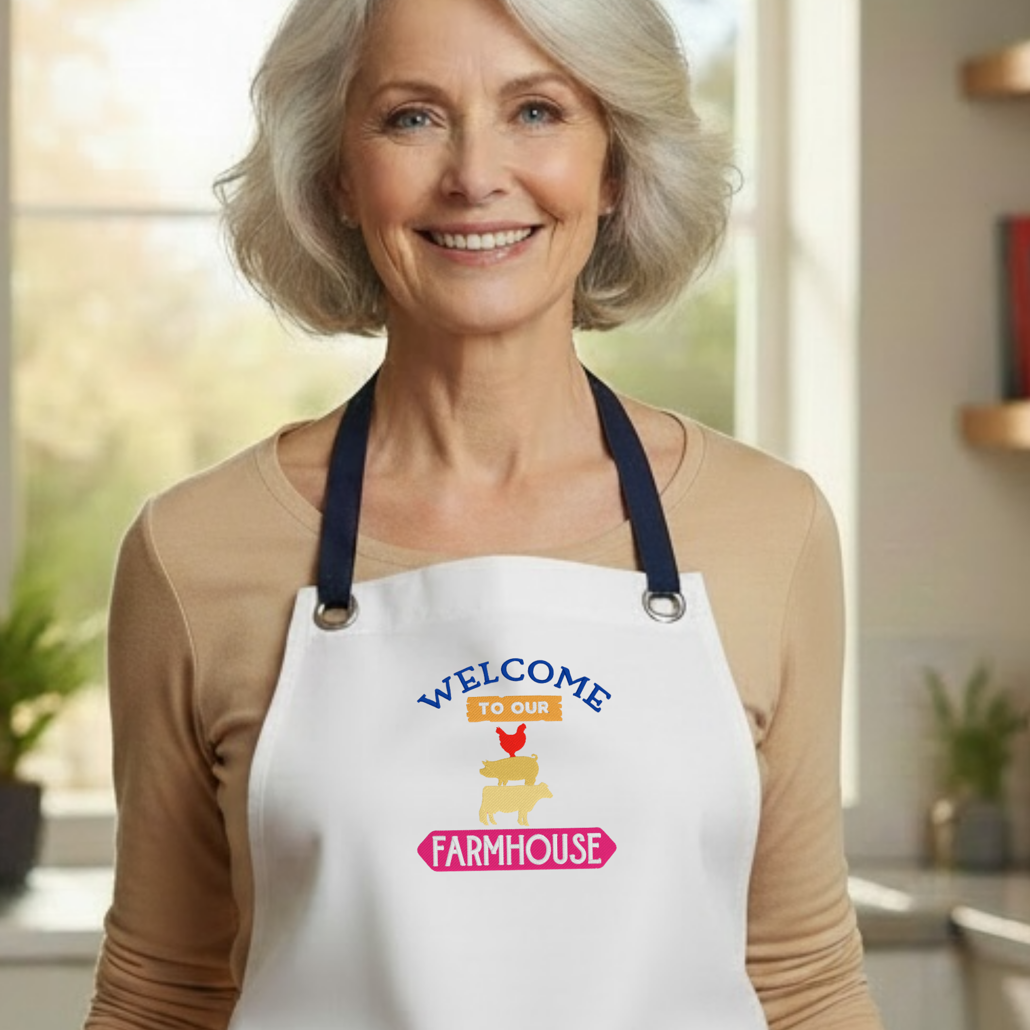Embroidered Apron - Welcome To Our Farmhouse