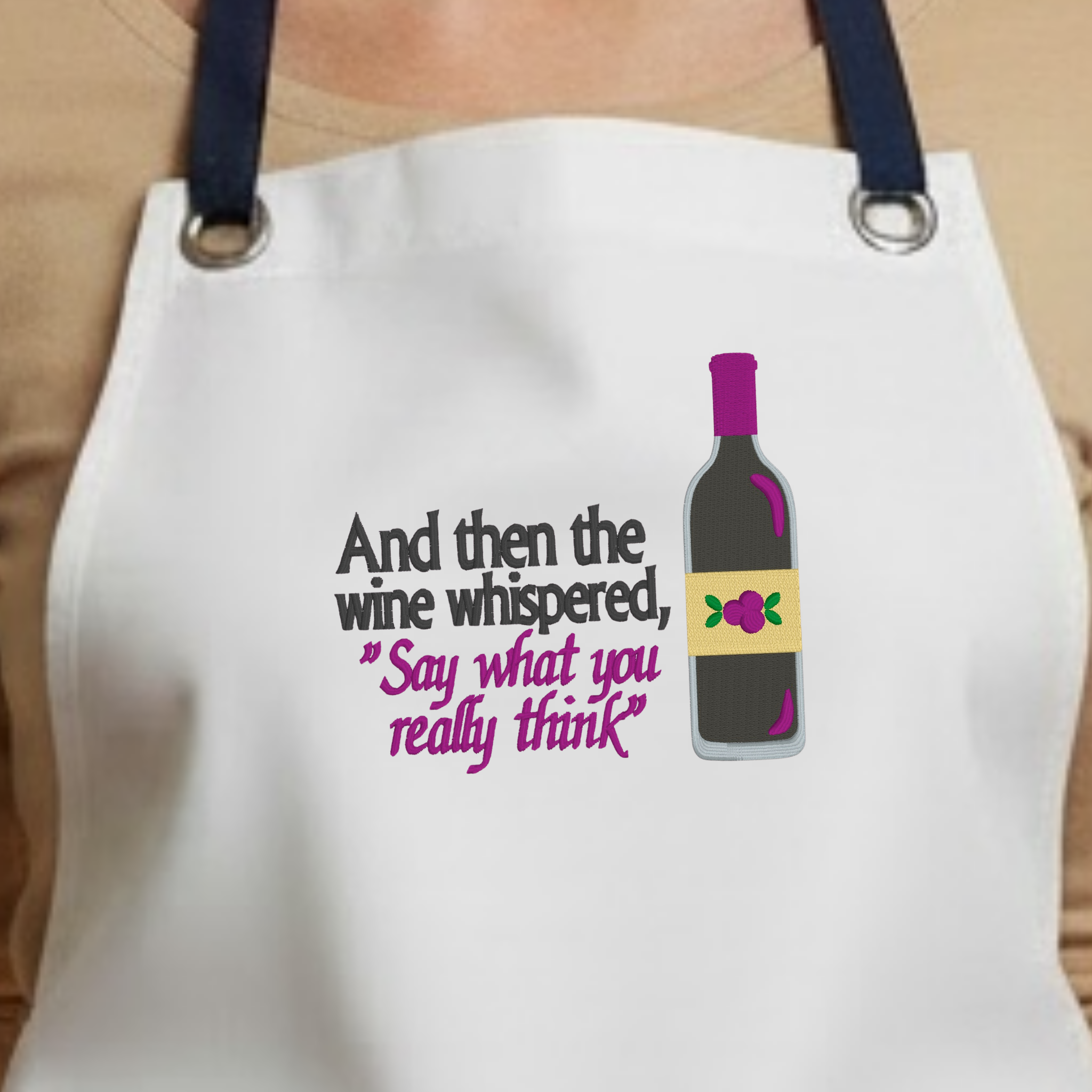 Embroidered Apron - And Then The Wine Whispered