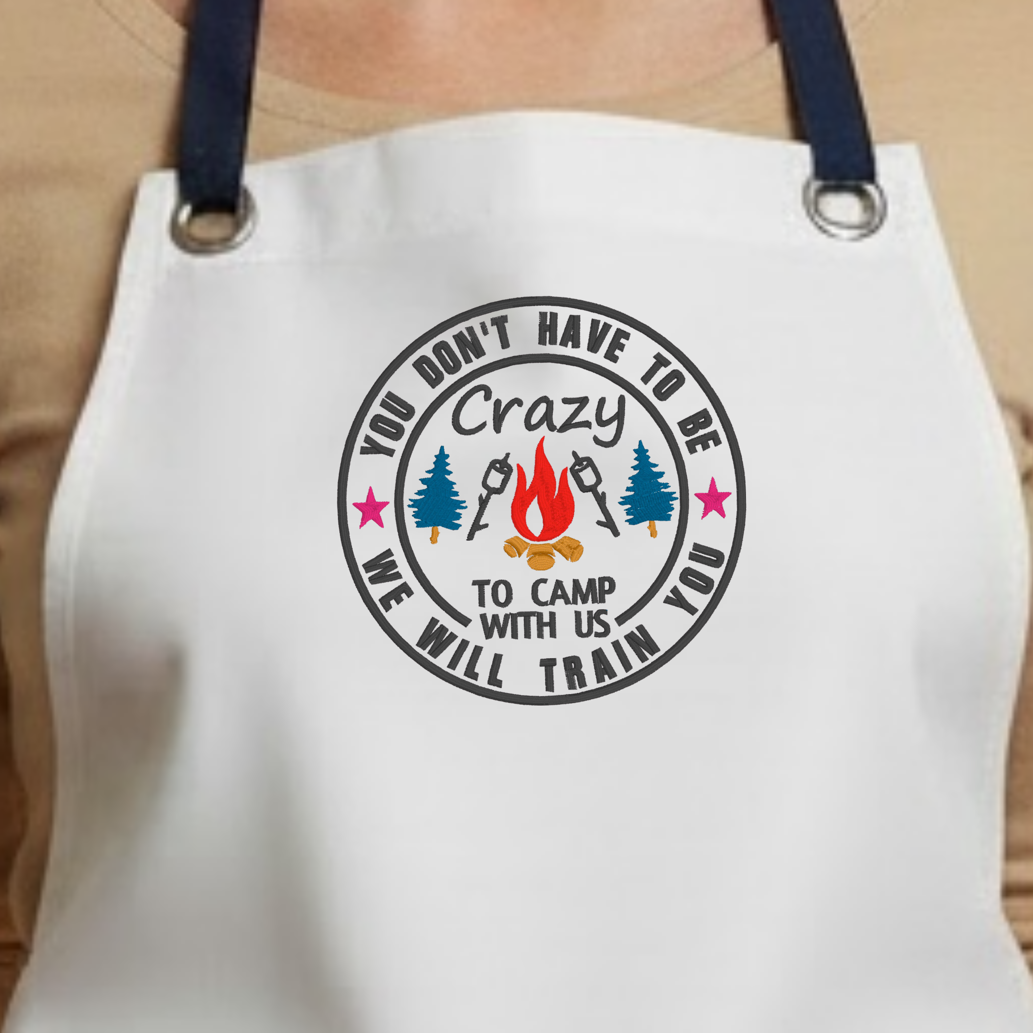 Embroidered Apron - Crazy To Camp With Us