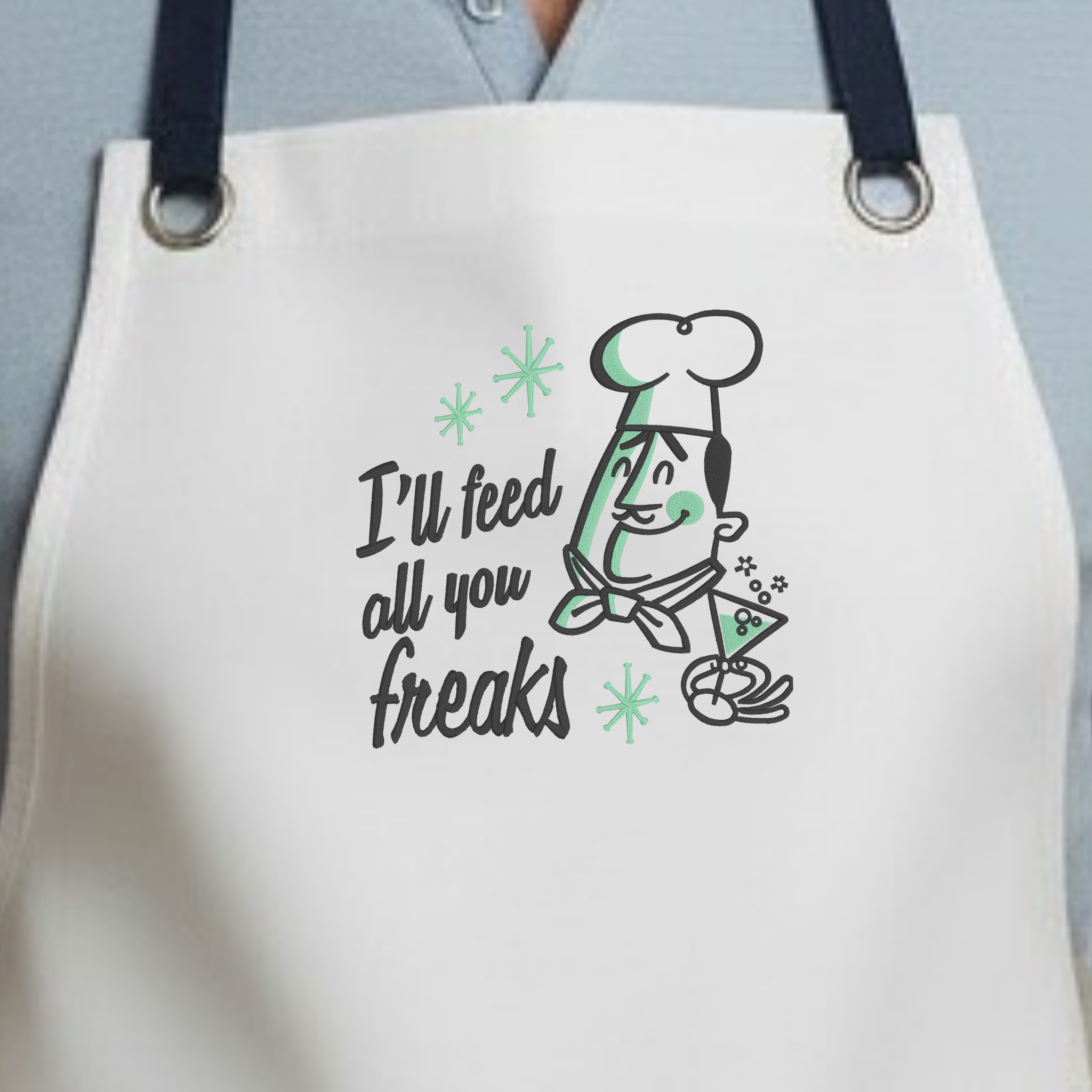 Embroidered Apron - Feed All You Freaks