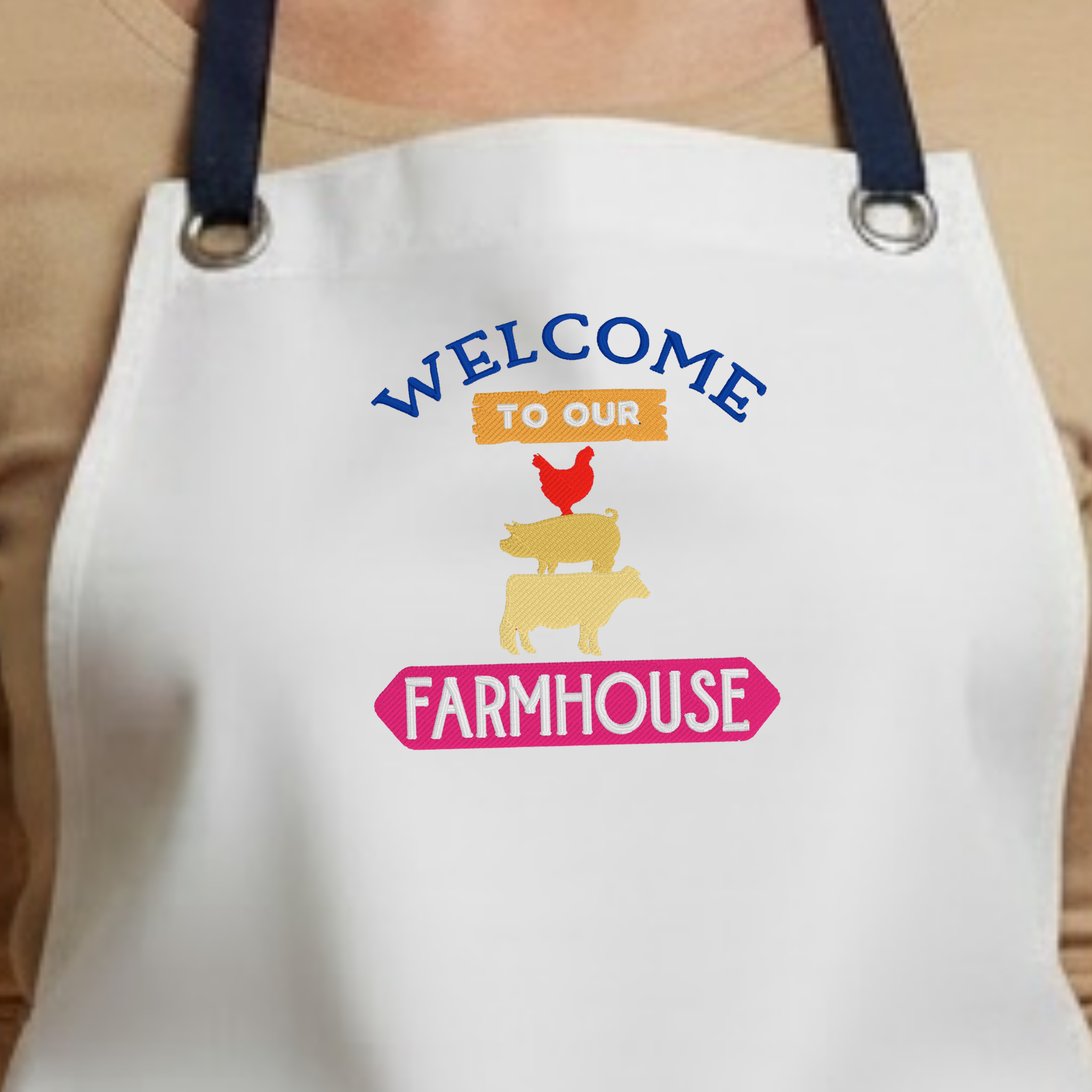 Embroidered Apron - Welcome To Our Farmhouse