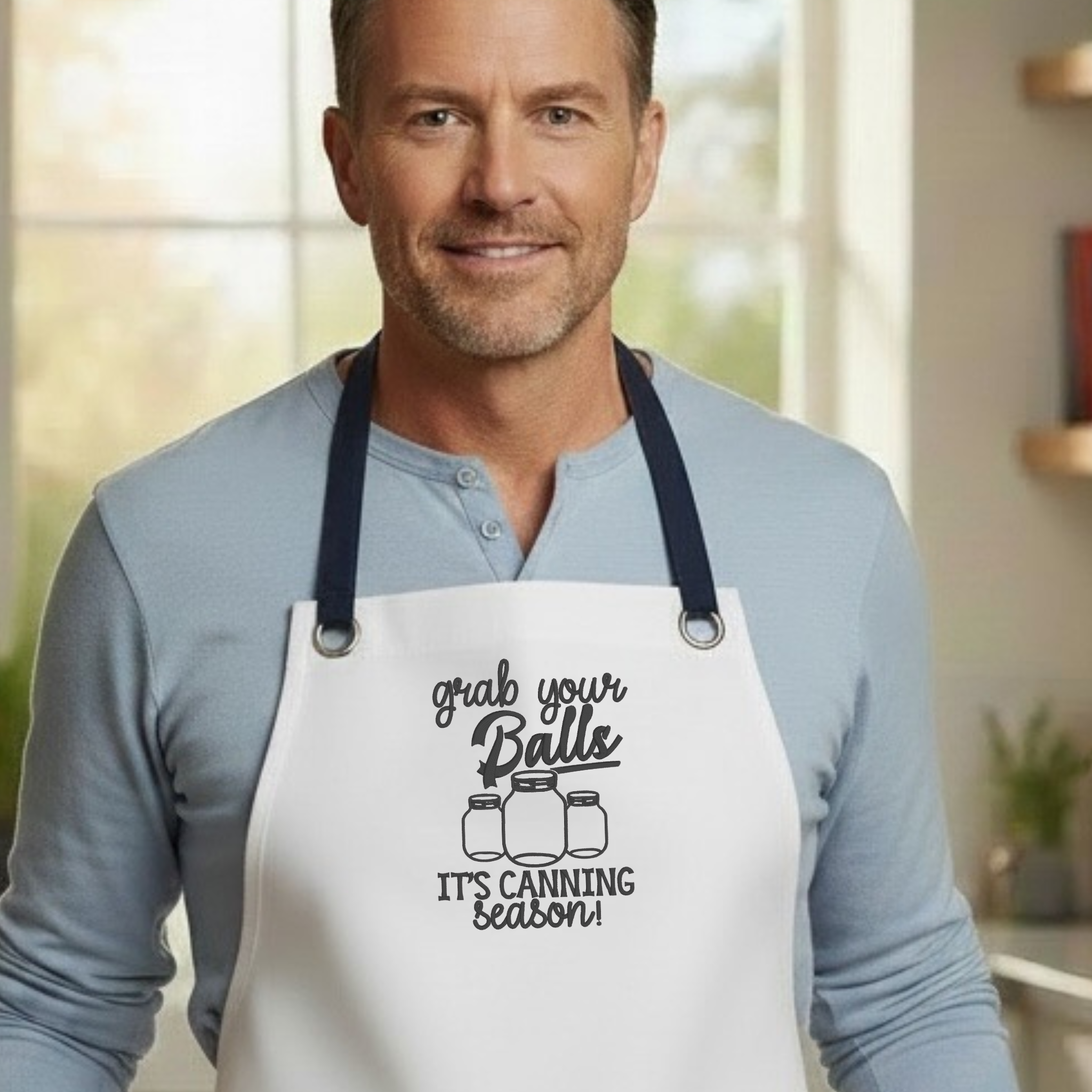 Embroidered Apron - Grab Your Balls, It's Canning Season