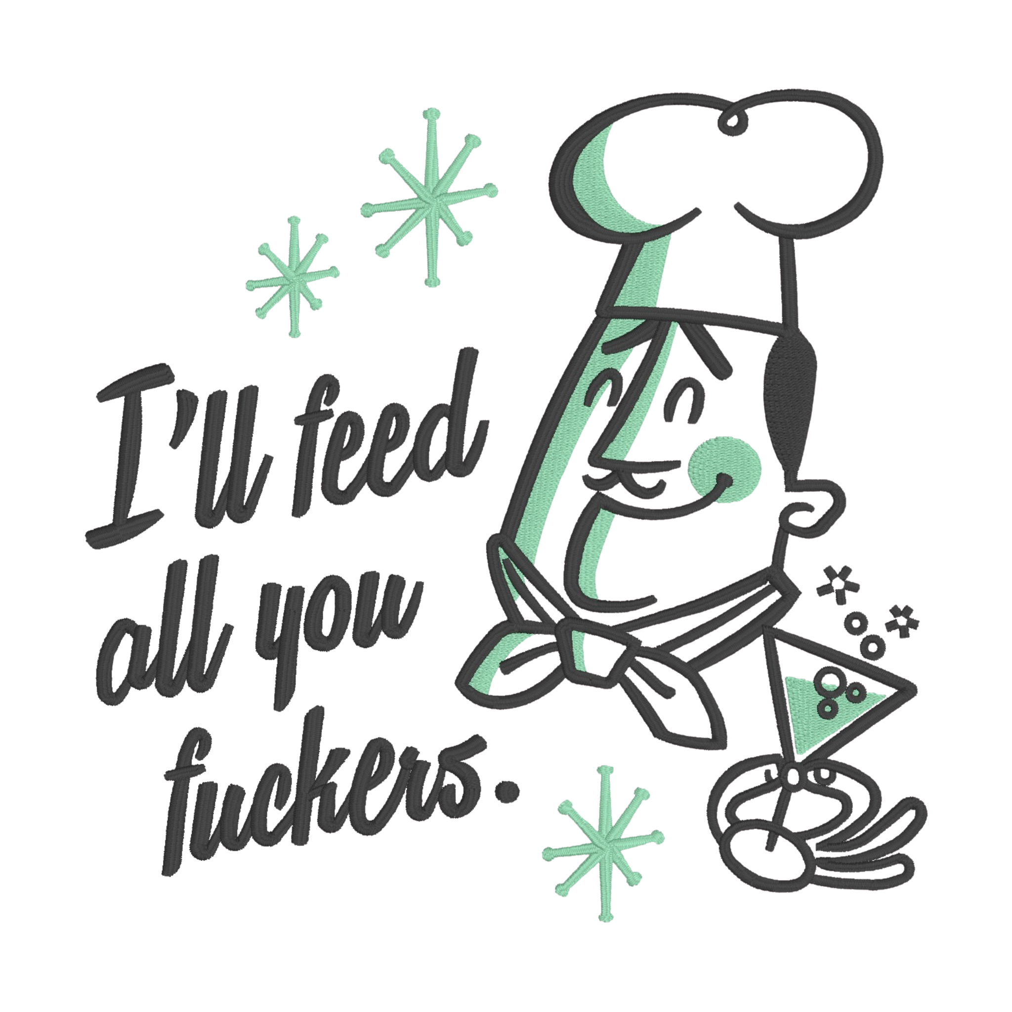 Embroidered Apron - Feed All You F'ers
