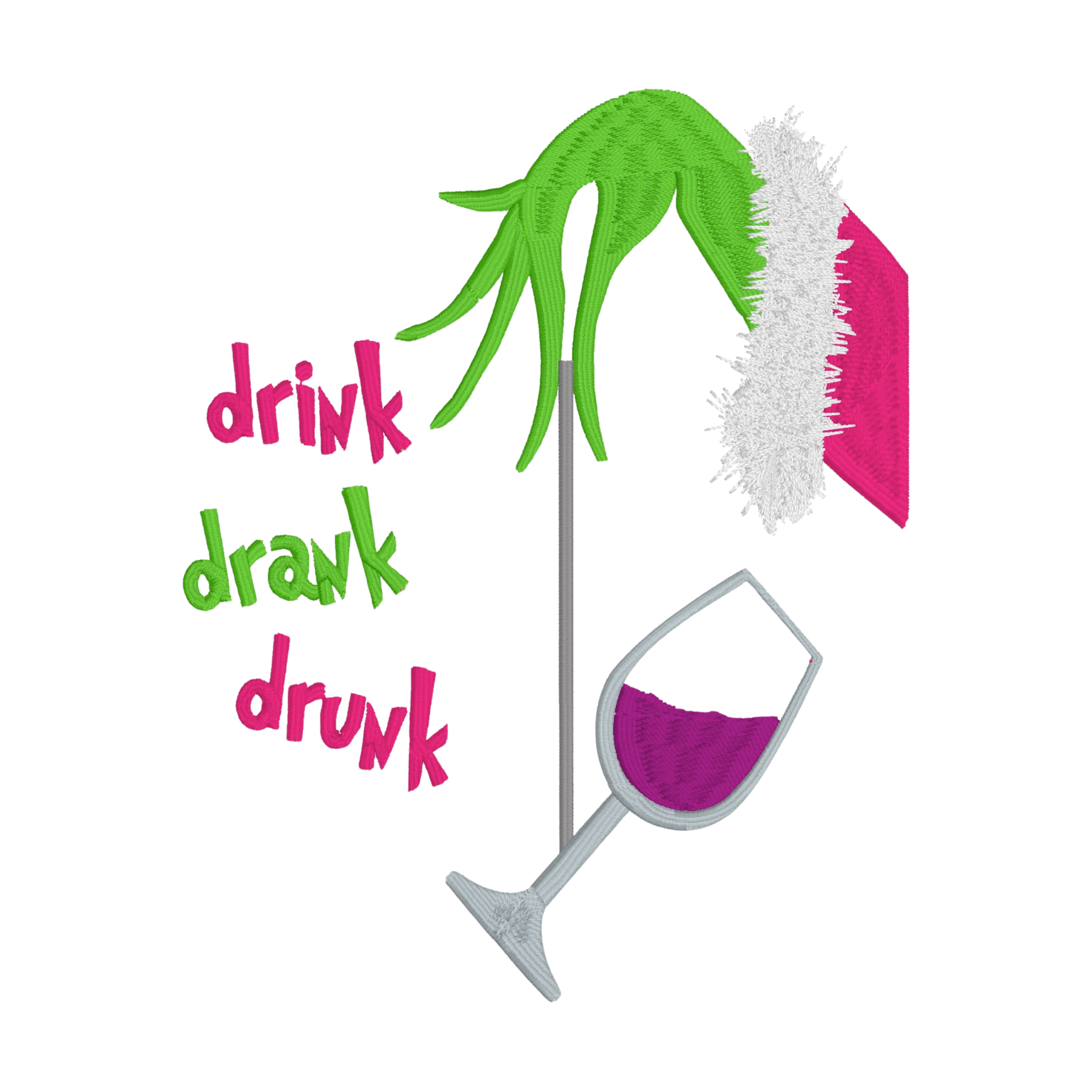 Embroidered Apron - Christmas - Drink, Drank, Drunk