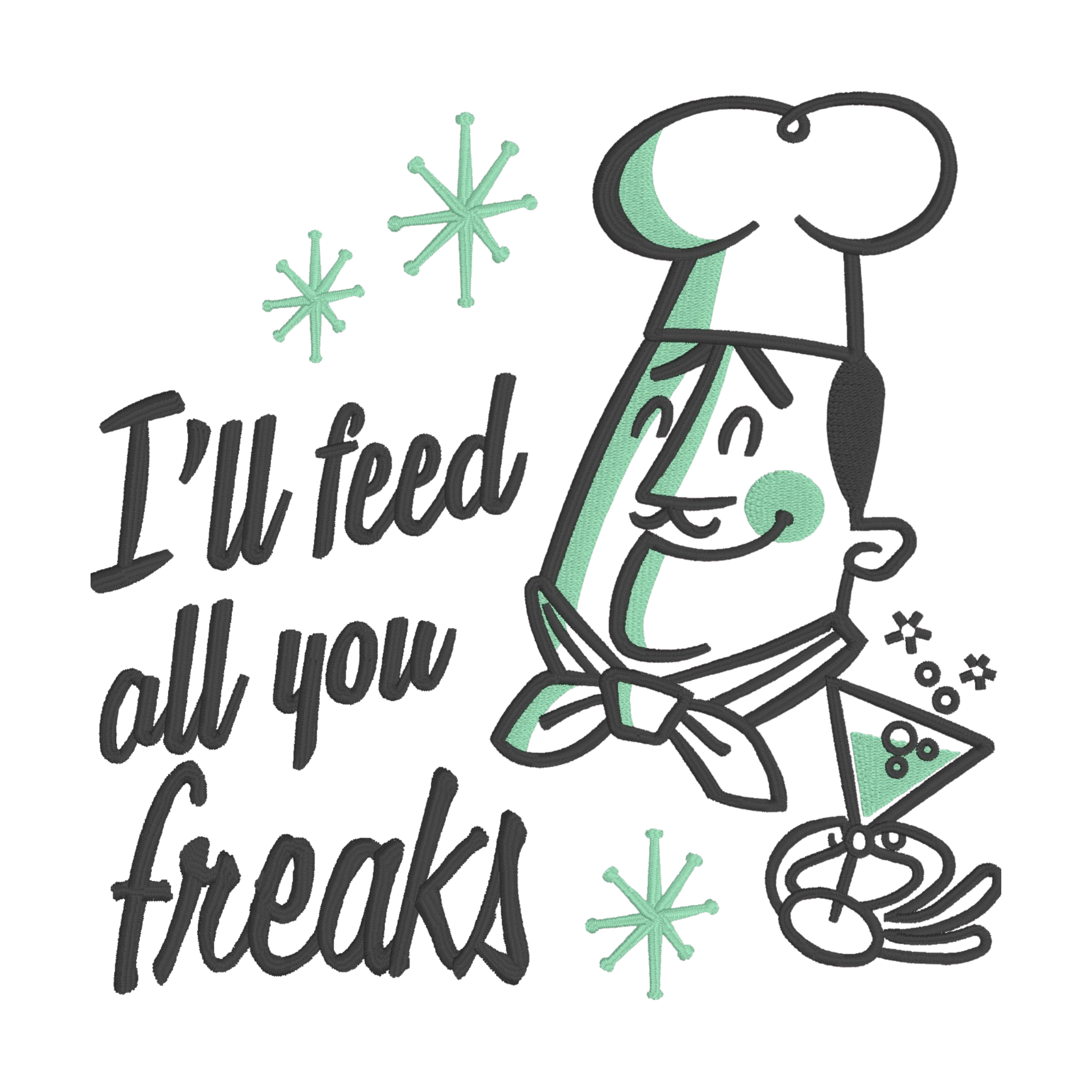 Embroidered Apron - Feed All You Freaks