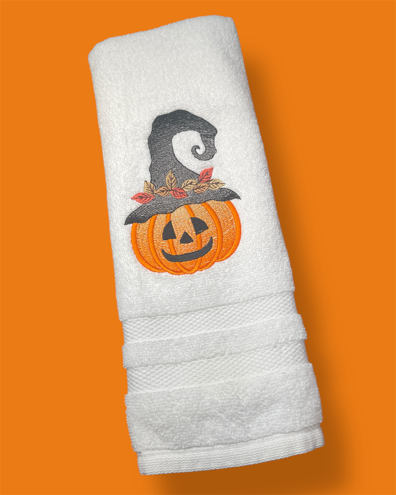 Embroidered Hand Towel - Jack-O-Lantern Witch