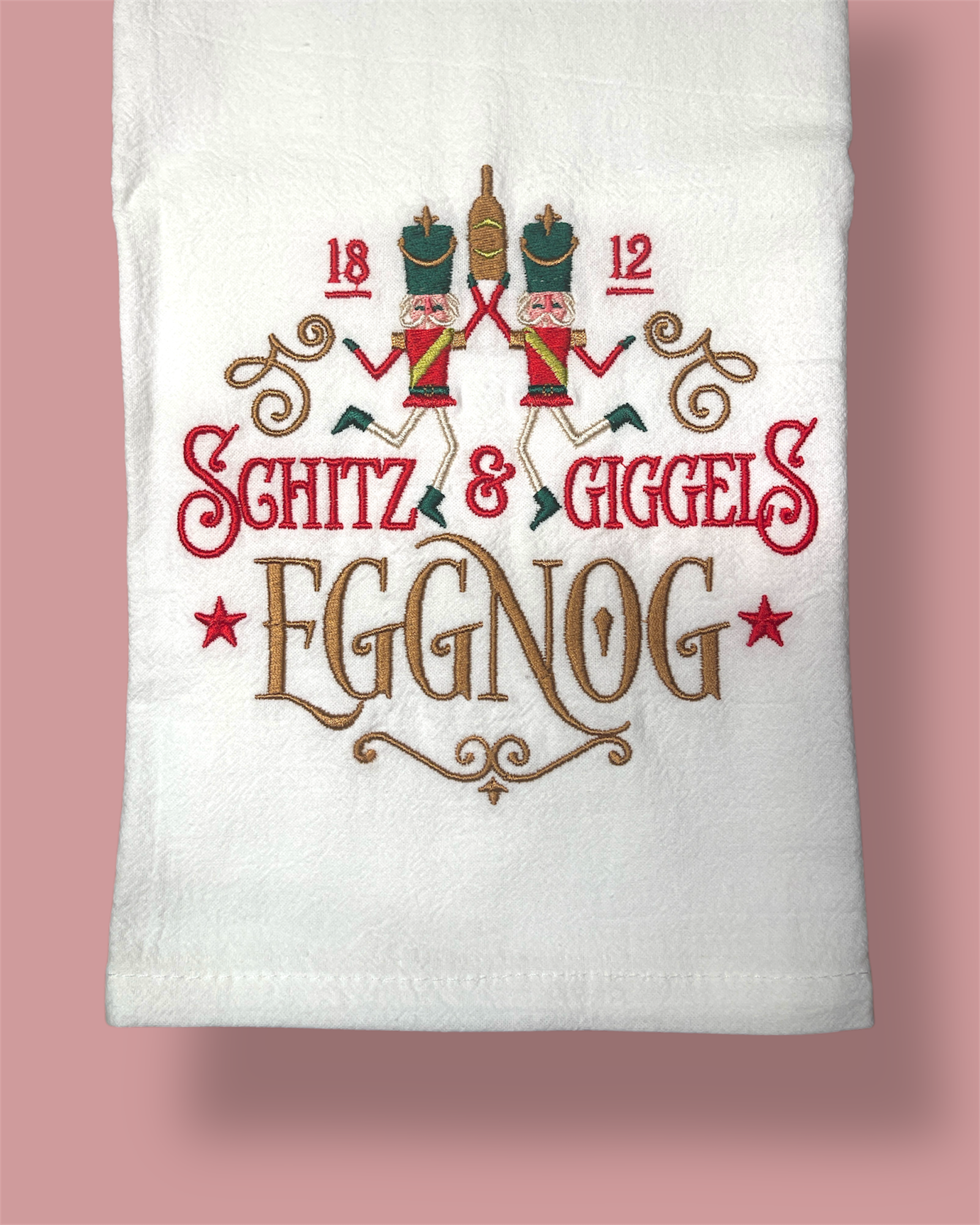 Embroidered Tea Towel - Schitz & Giggels Eggnog