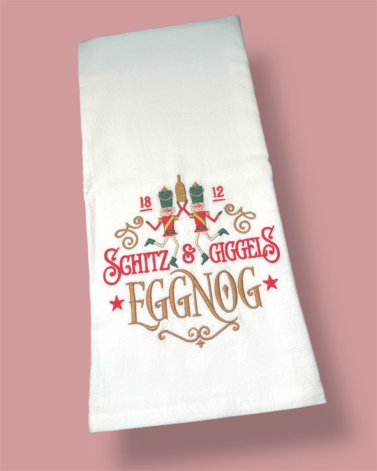 Embroidered Tea Towel - Schitz & Giggels Eggnog