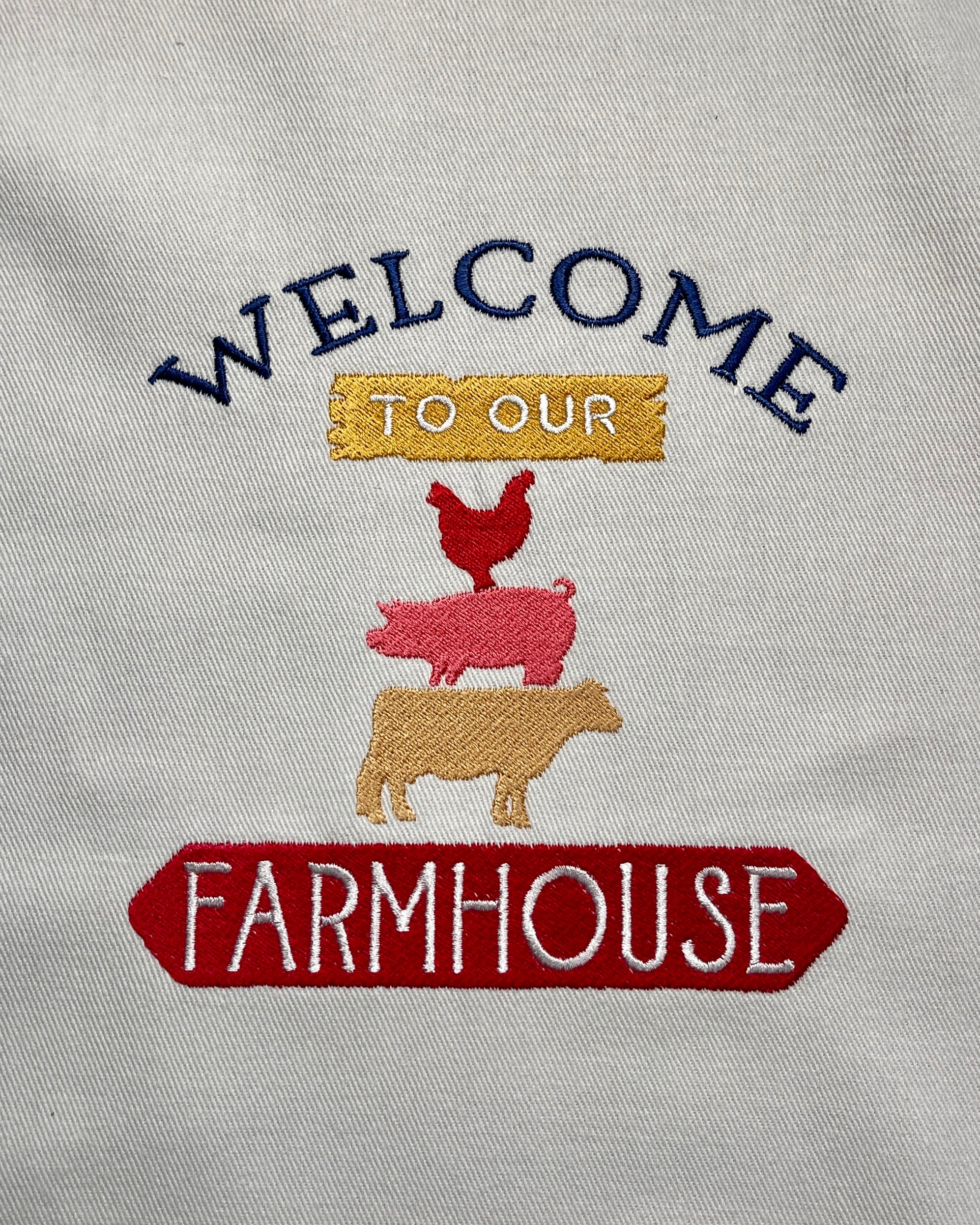 Embroidered Apron - Welcome To Our Farmhouse