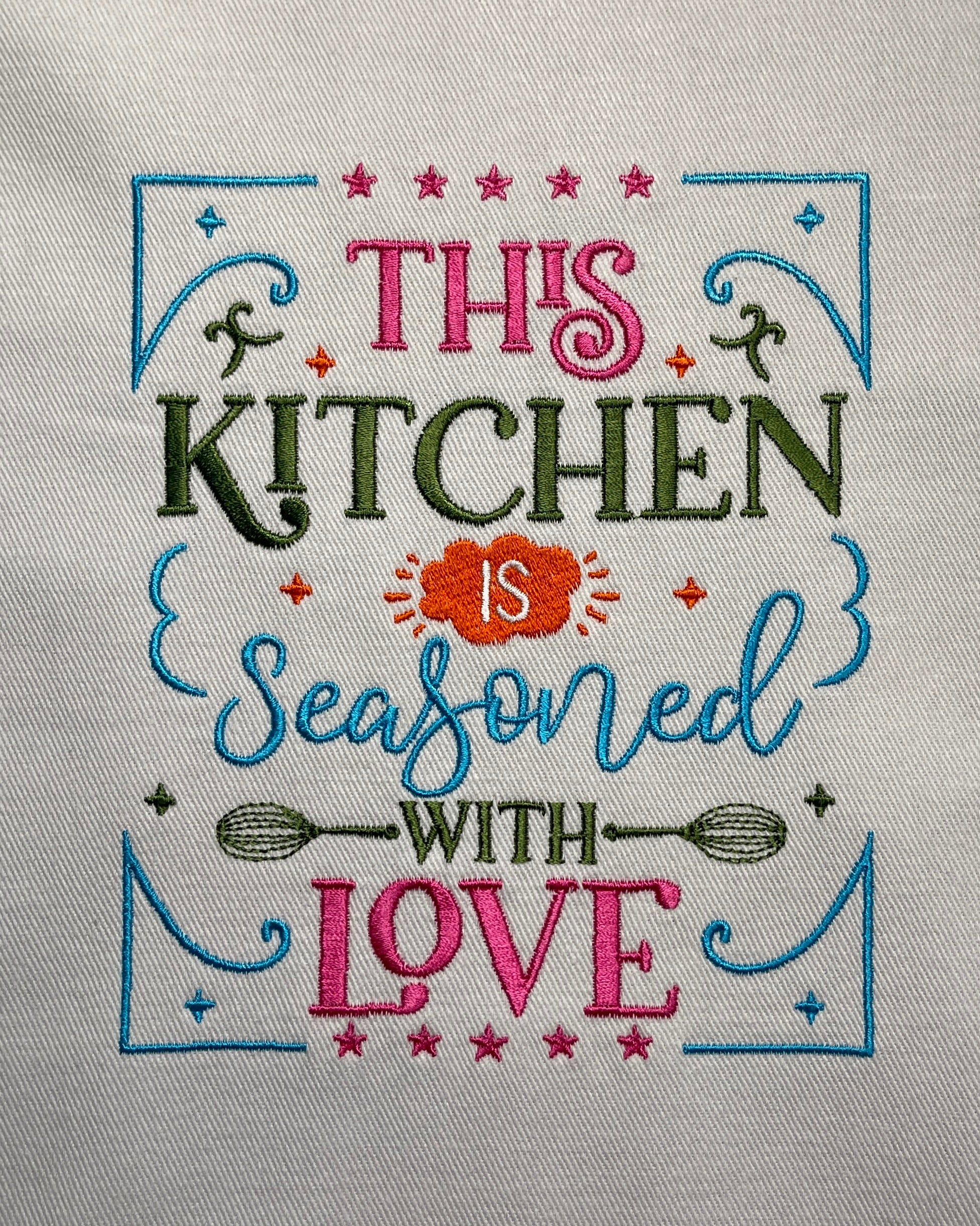 Embroidered Apron - This Kitchen Is Seasoned With Love