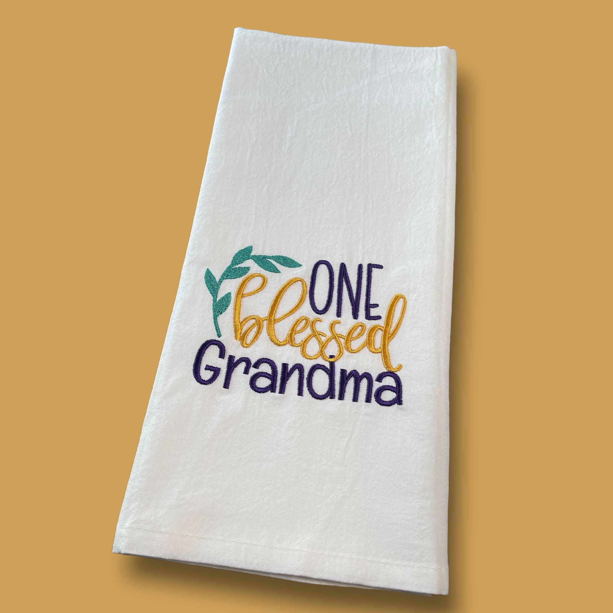 Embroidered Tea Towel - One Blessed Grandma