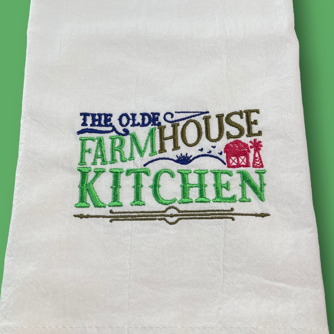 Embroidered Tea Towel - The Olde Farmhouse Kitchen