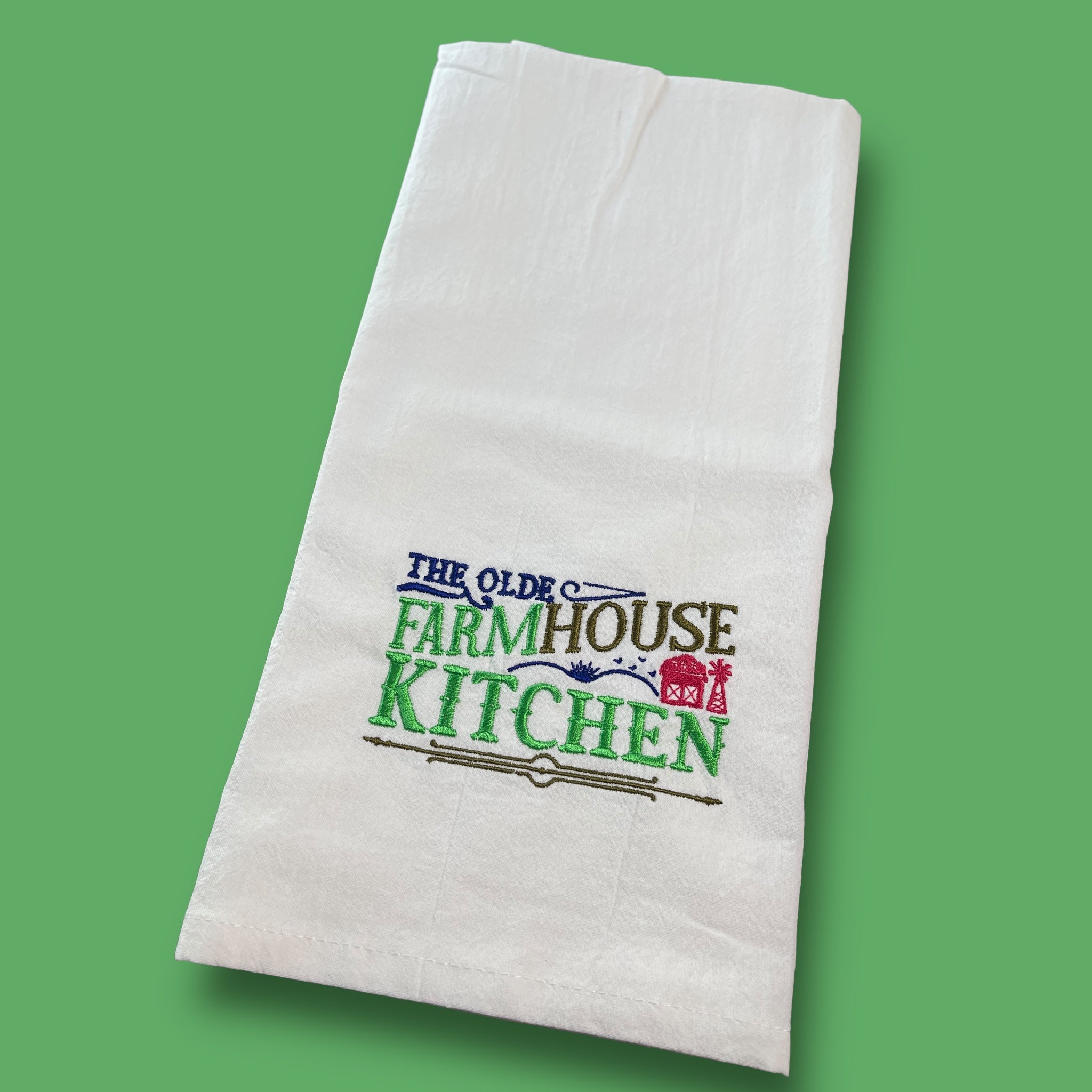 Embroidered Tea Towel - The Olde Farmhouse Kitchen