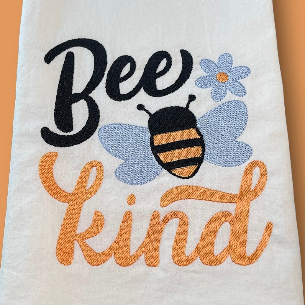 Embroidered Tea Towel - Bee Kind