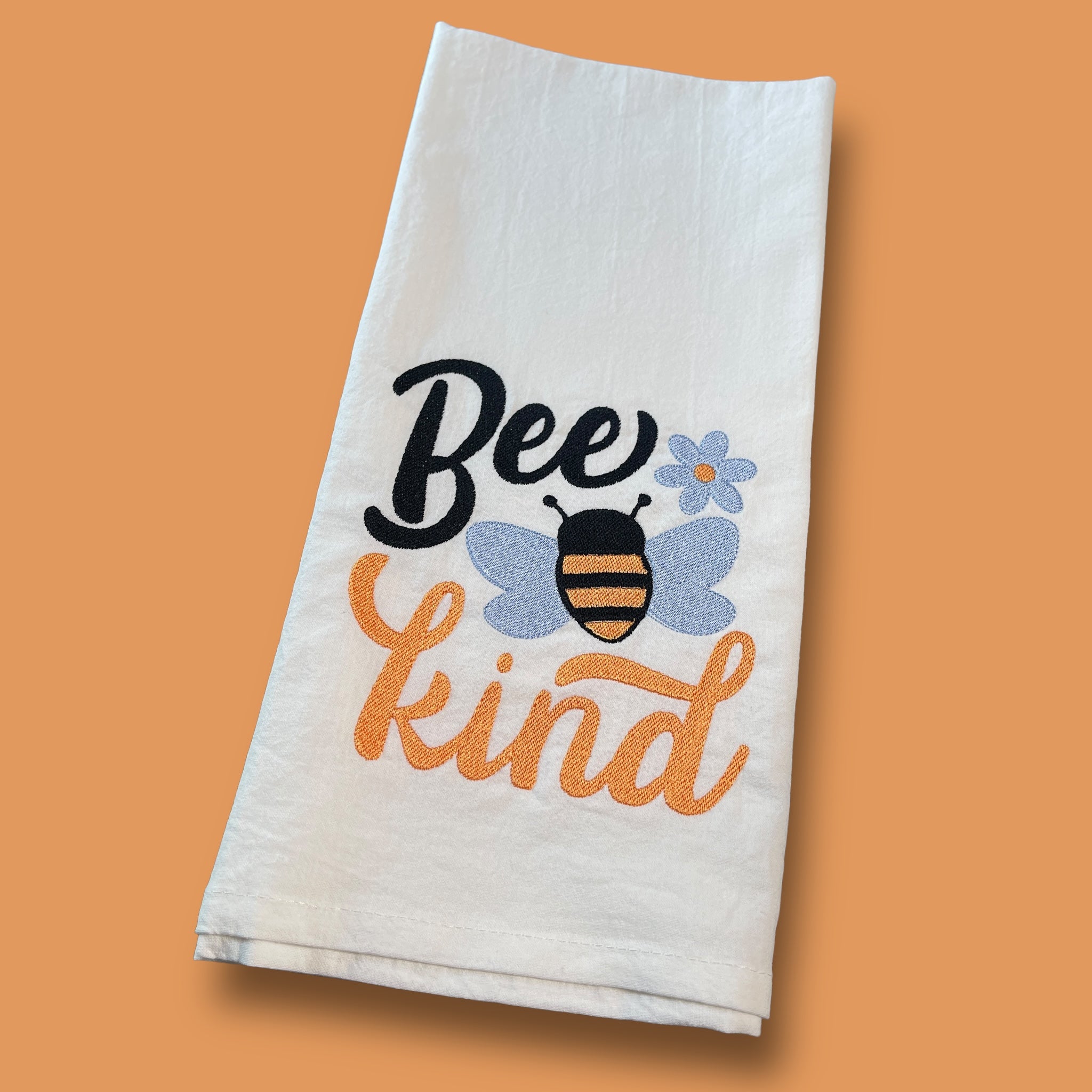 Embroidered Tea Towel - Bee Kind