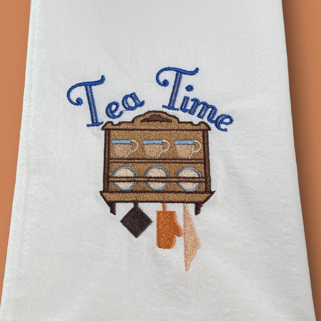 Embroidered Tea Towel - Tea Time