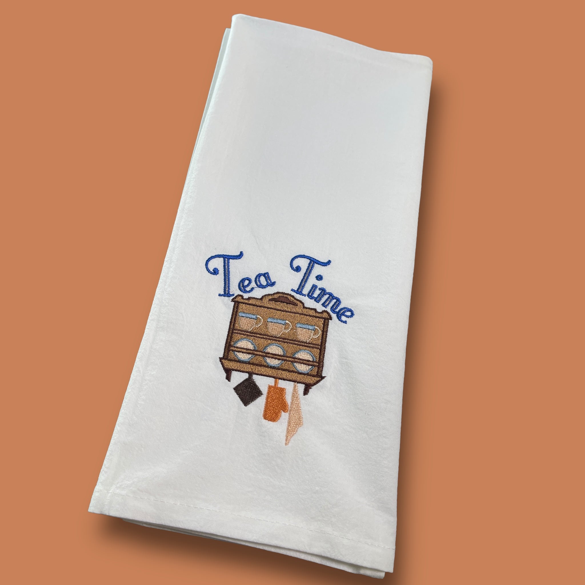 Embroidered Tea Towel - Tea Time