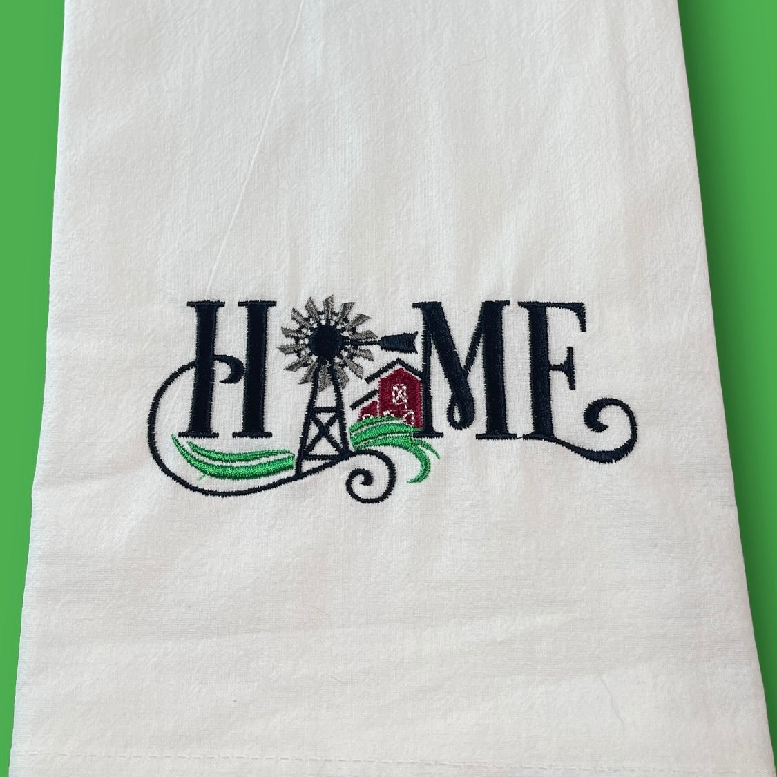 Embroidered Tea Towel - Home - Barn And Windmill