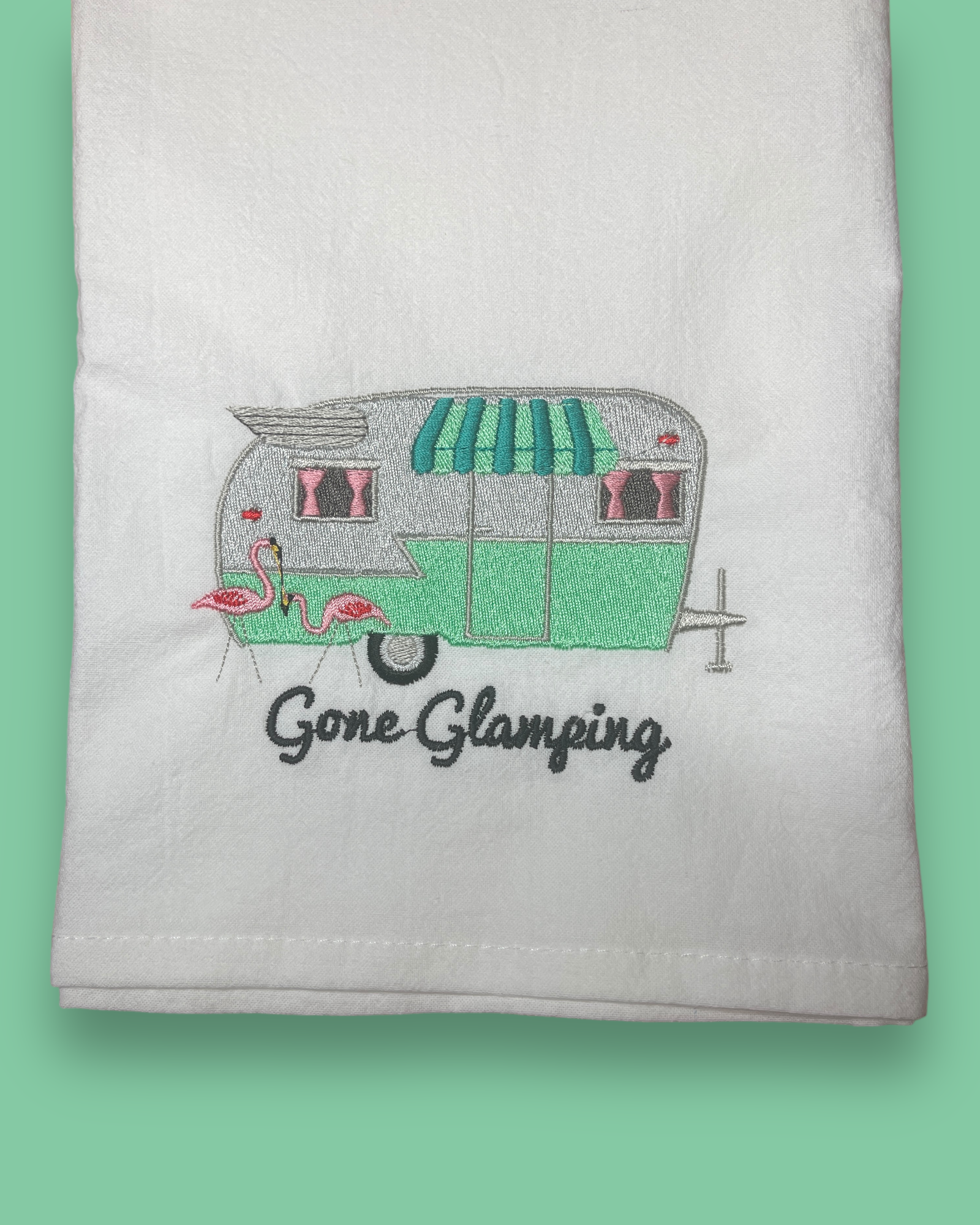 Embroidered Tea Towel - Gone Glamping