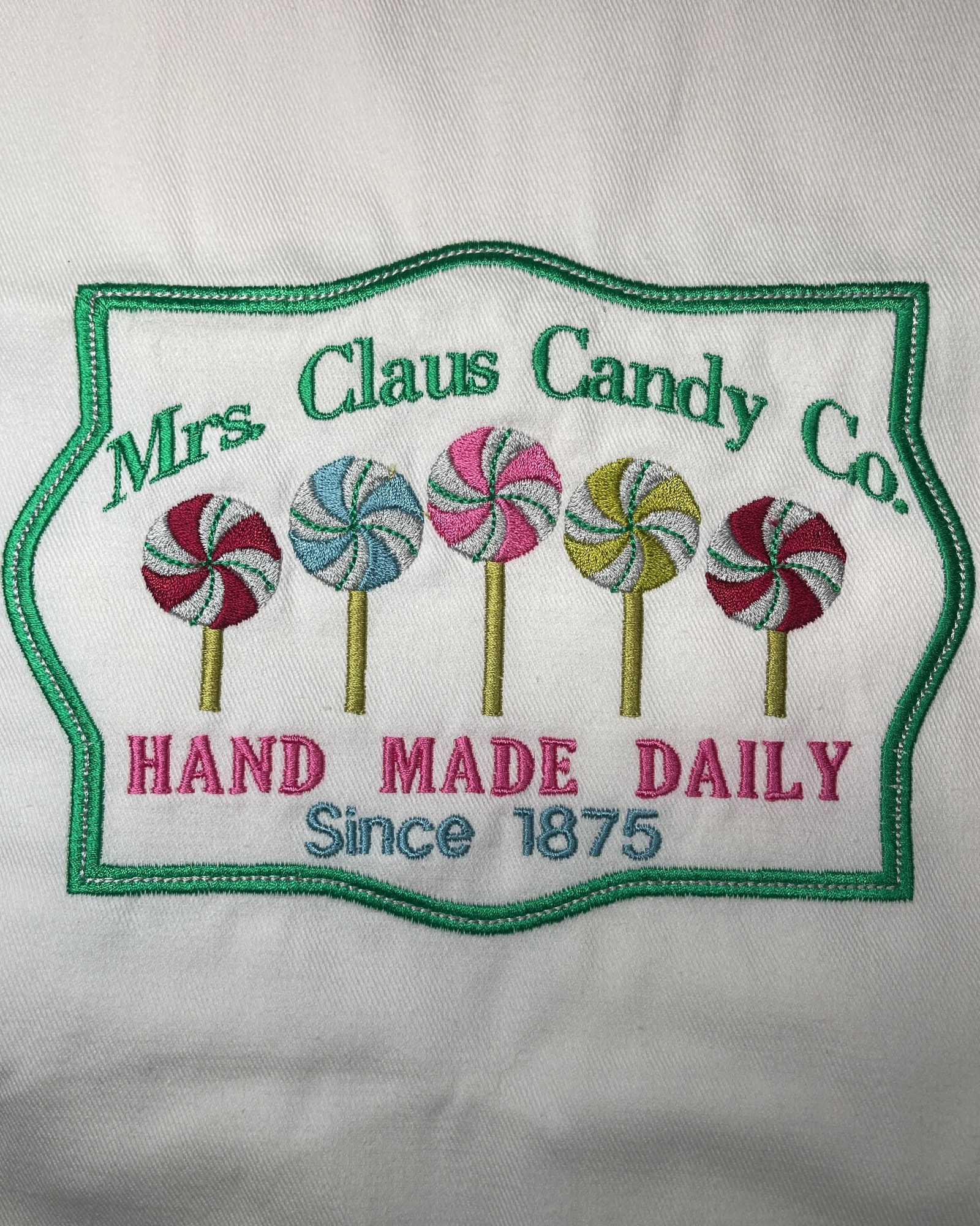 Embroidered Apron - Mrs. Claus Candy Company