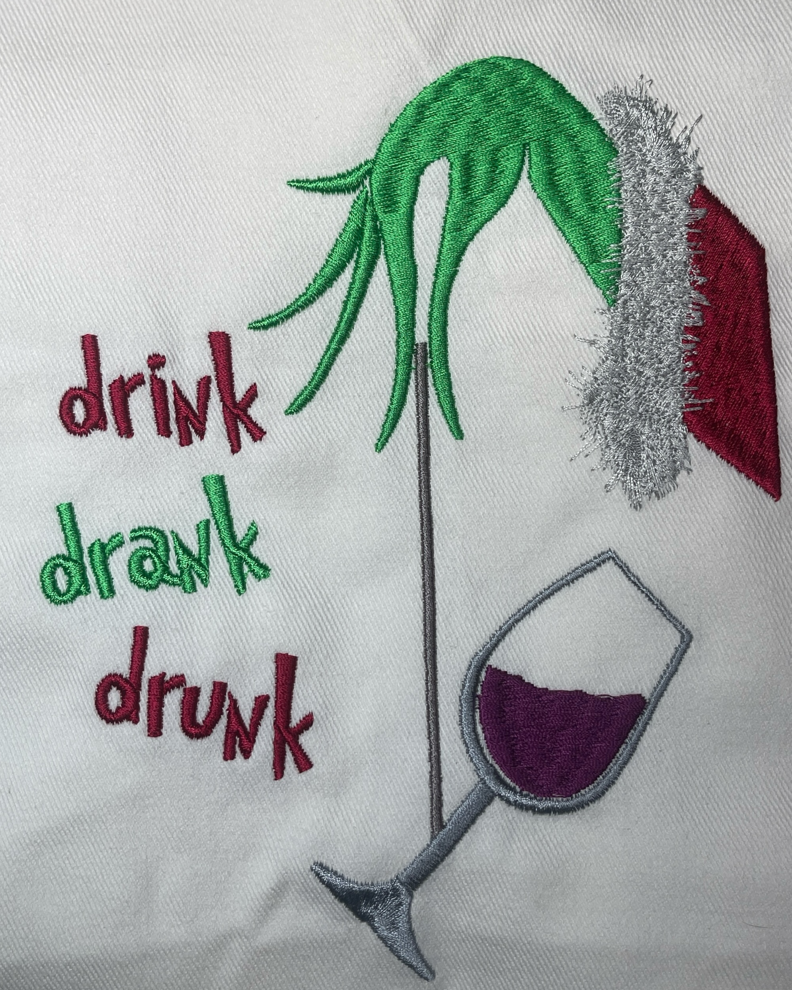 Embroidered Apron - Christmas - Drink, Drank, Drunk