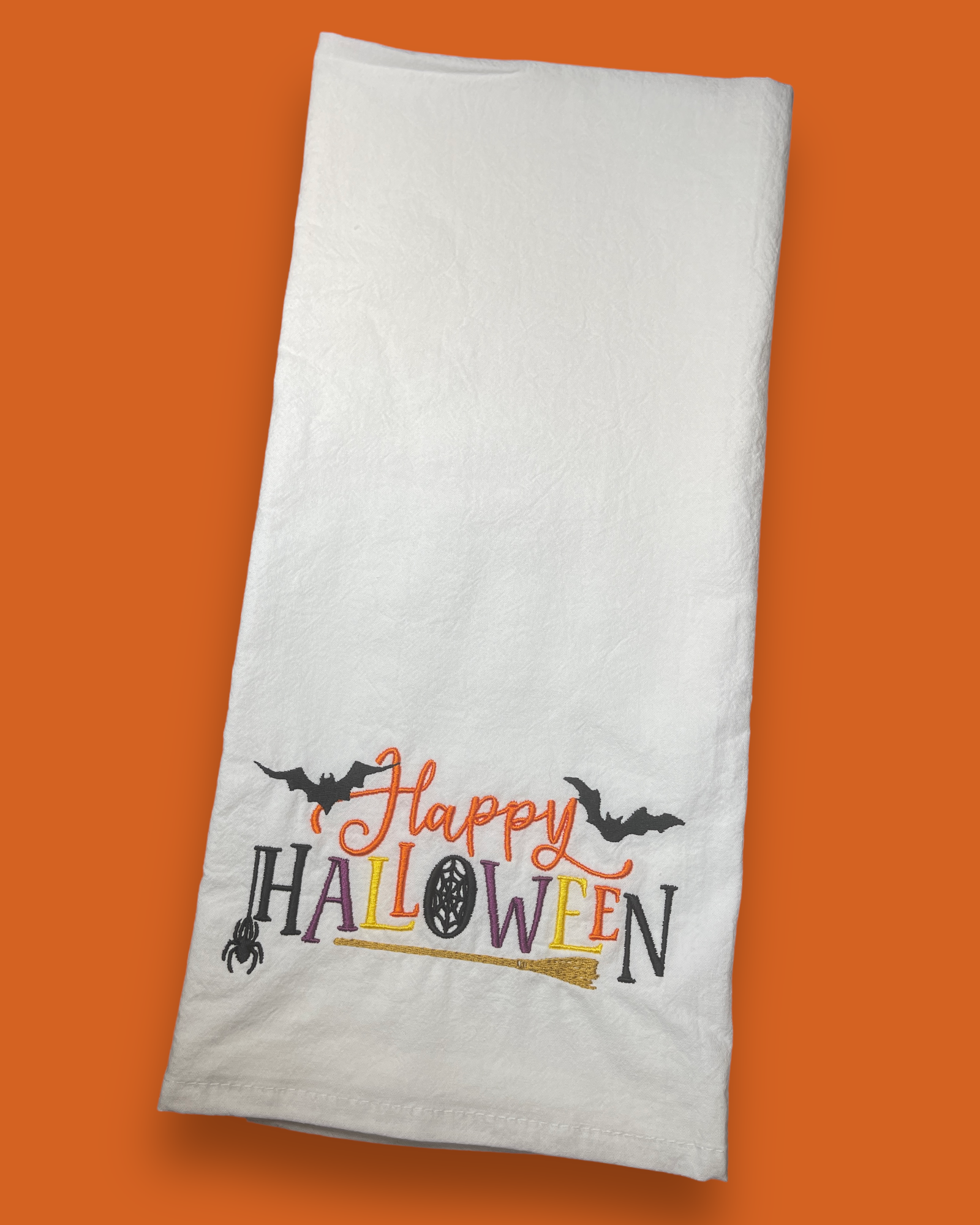 Embroidered Tea Towel - Halloween - Happy Halloween