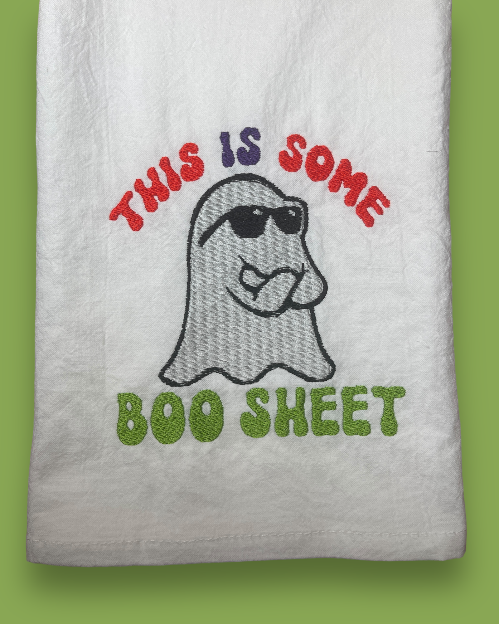 Embroidered Tea Towel - Halloween - This Is Some Boo Sheet