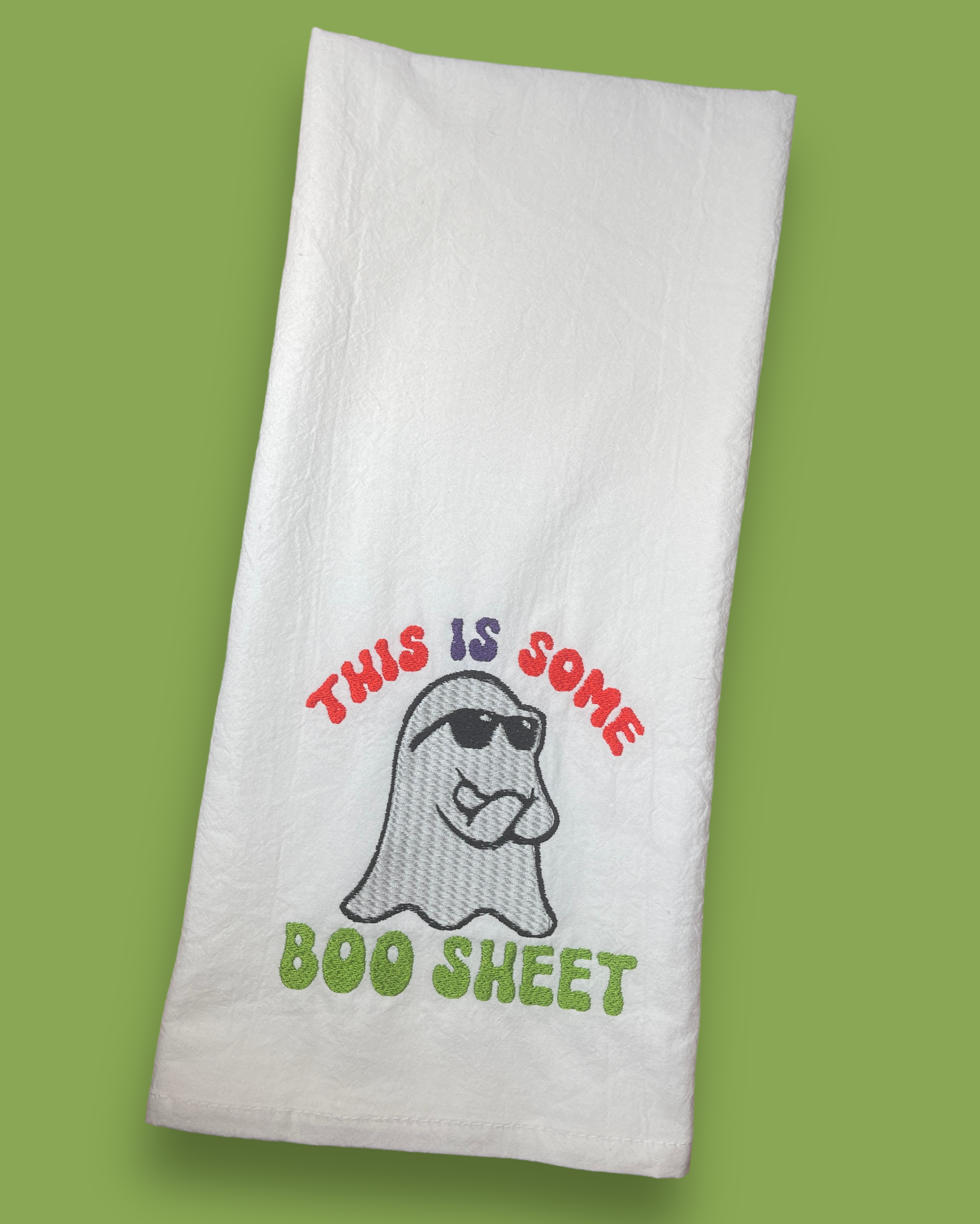 Embroidered Tea Towel - Halloween - This Is Some Boo Sheet